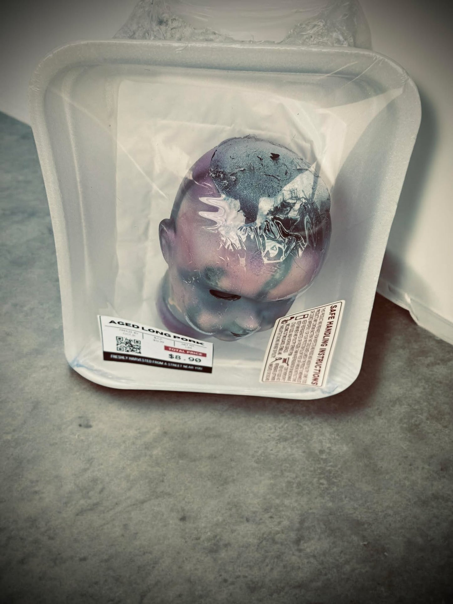 Packaged Meat Aged Long Pork Porcelain Doll Parts Butcher Gothic Voodoo Witchcraft Curiosity, Oddity, Unique Gift Idea Specimen 405 Head