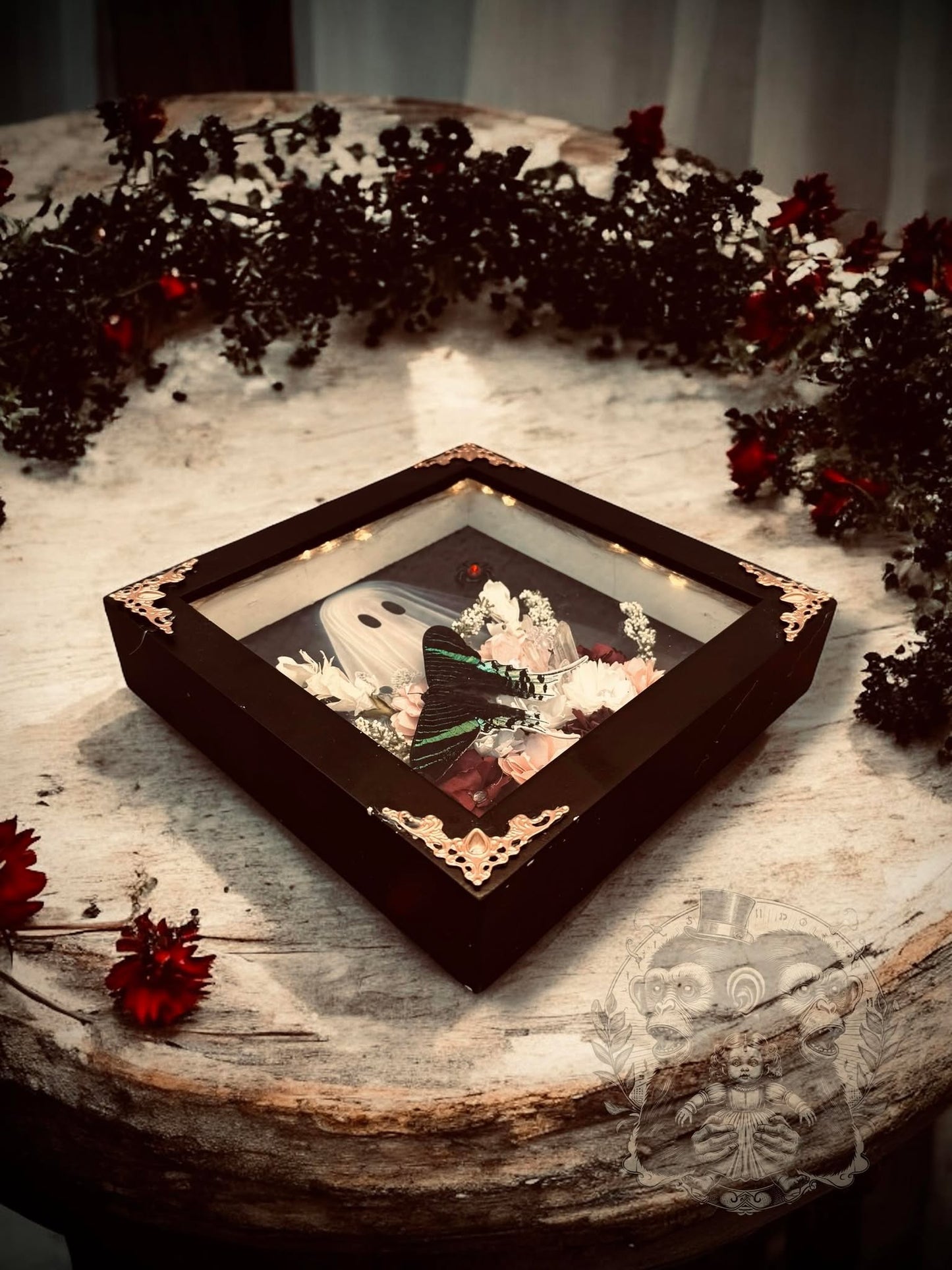 Urania Butterfly Ghostly Ghost Lighted Shadow Box Display Taxidermy Home Decor Preserved Whimsical Oddity Oddities Curiosities Gift Idea