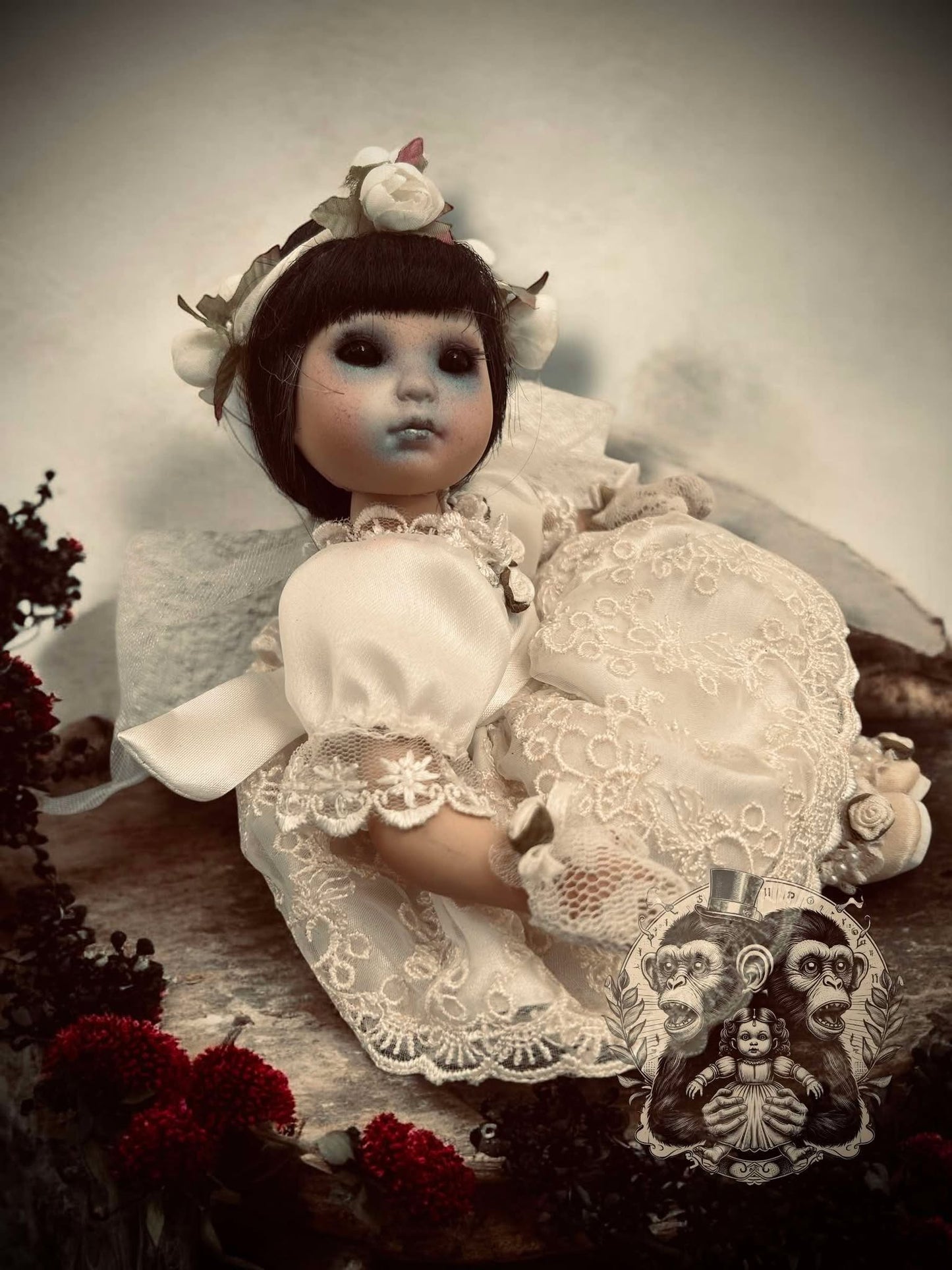 Zoey 8" Mini Haunt Doll Porcelain Zombie Haunted Spirit Paranormal Spooky Possessed Positive Oddity Gift Idea Supernatural Specimen 8094