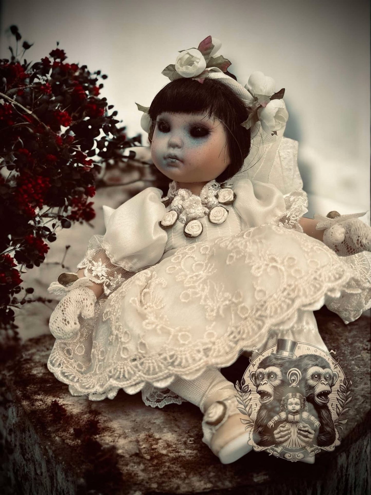 Zoey 8" Mini Haunt Doll Porcelain Zombie Haunted Spirit Paranormal Spooky Possessed Positive Oddity Gift Idea Supernatural Specimen 8094