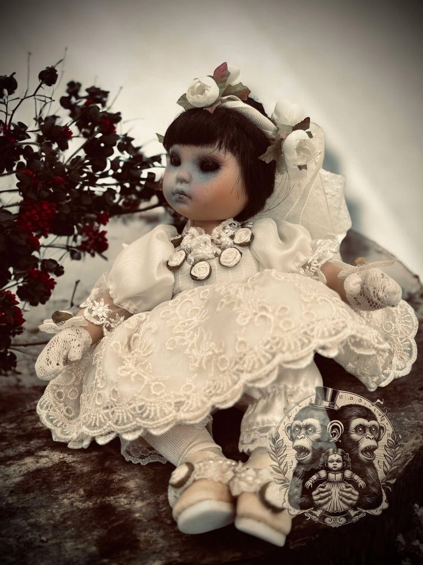 Zoey 8" Mini Haunt Doll Porcelain Zombie Haunted Spirit Paranormal Spooky Possessed Positive Oddity Gift Idea Supernatural Specimen 8094