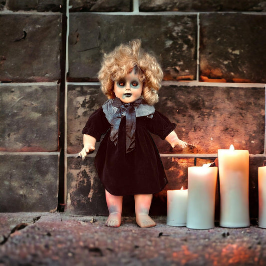 Meet Mary Lou 16" Vintage Vinyl Doll Sleepy Eyes Creepy Haunted Spirit Infected Scary Poltergeist Spooky Wicca Possessed Gothic Gift Idea