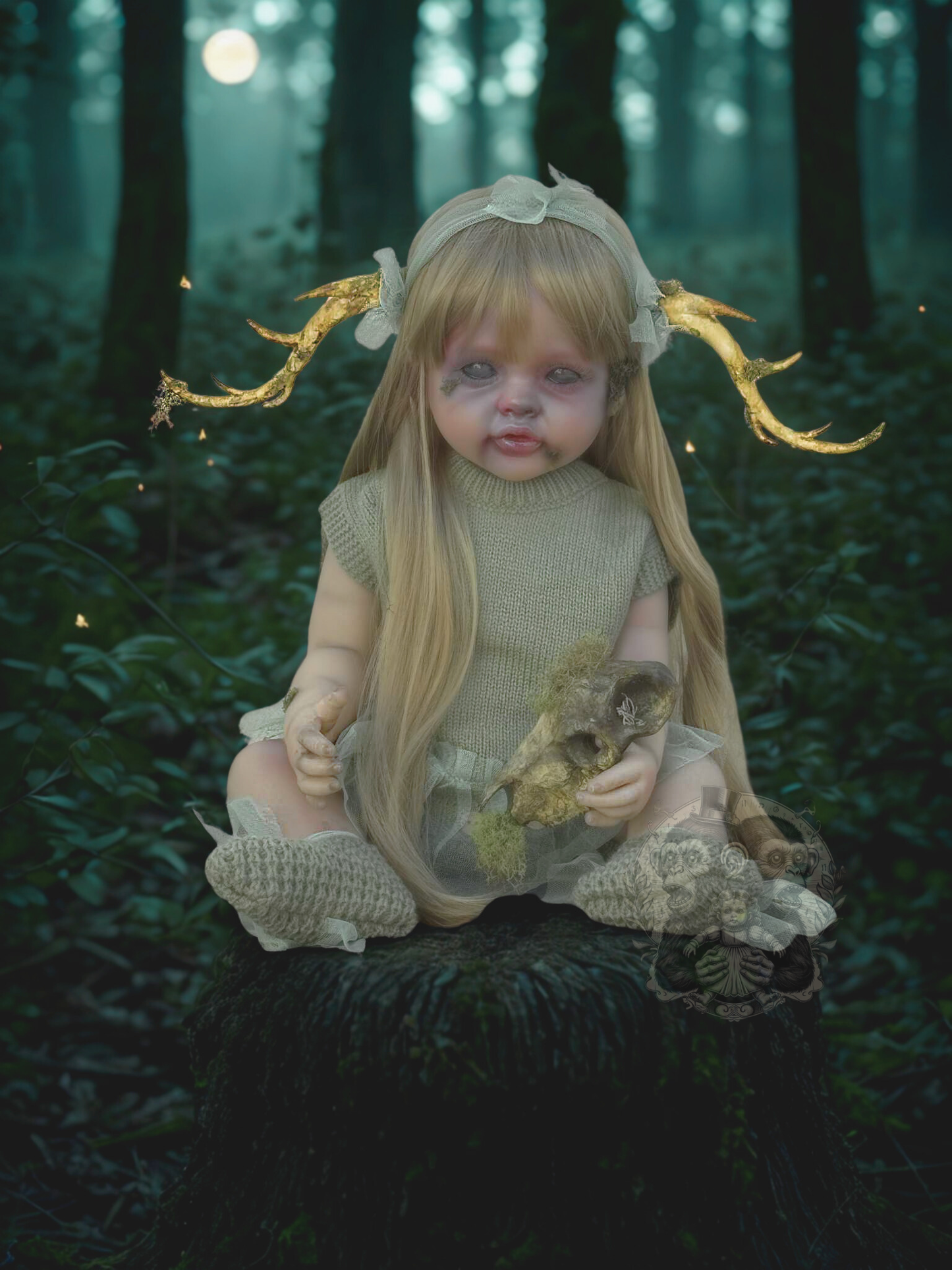 Faye of the Mosswood Hollow 22" OOAK Zombie Horror Doll Disturbing Oddity Scary Creepy Gift Idea Halloween Undead baby Reborn