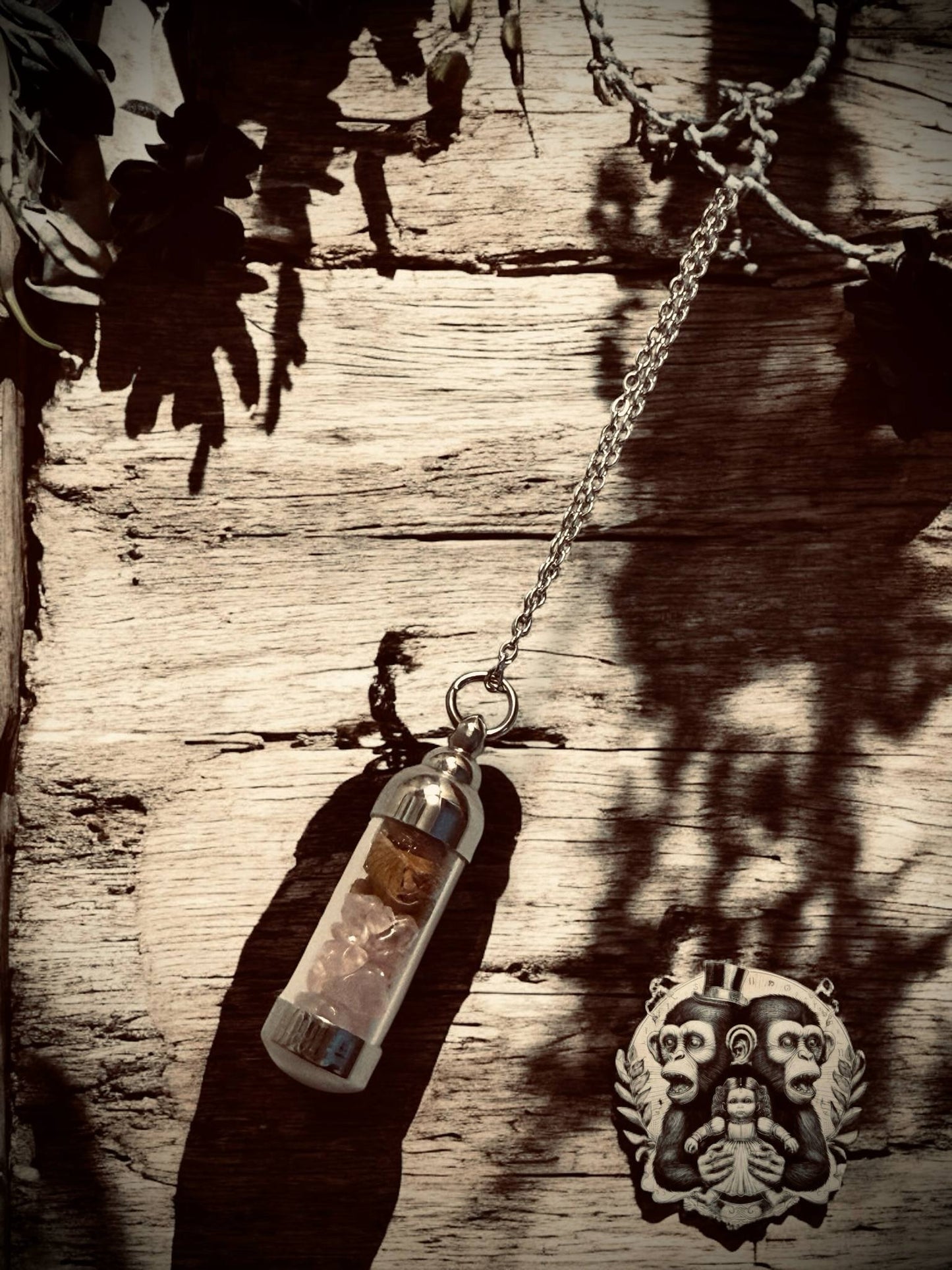 Self Love Pendant Capsule Necklace Moonstone Crystal Rose Quartz Gift for Friend Gemstone Lover Jewelry Witchy Love Spell Mystical Gifts