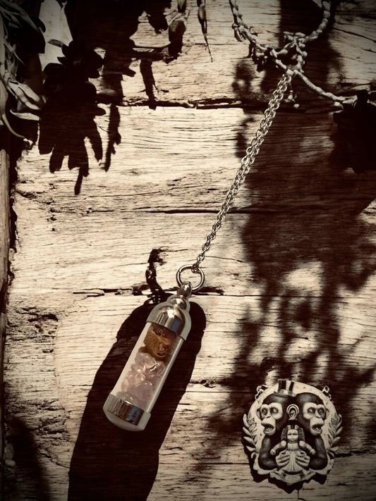 Self Love Pendant Capsule Necklace Moonstone Crystal Rose Quartz Gift for Friend Gemstone Lover Jewelry Witchy Love Spell Mystical Gifts