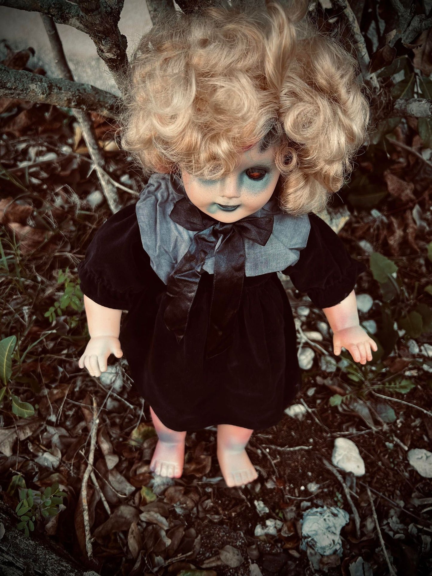 Meet Mary Lou 16" Vintage Vinyl Doll Sleepy Eyes Creepy Haunted Spirit Infected Scary Poltergeist Spooky Wicca Possessed Gothic Gift Idea