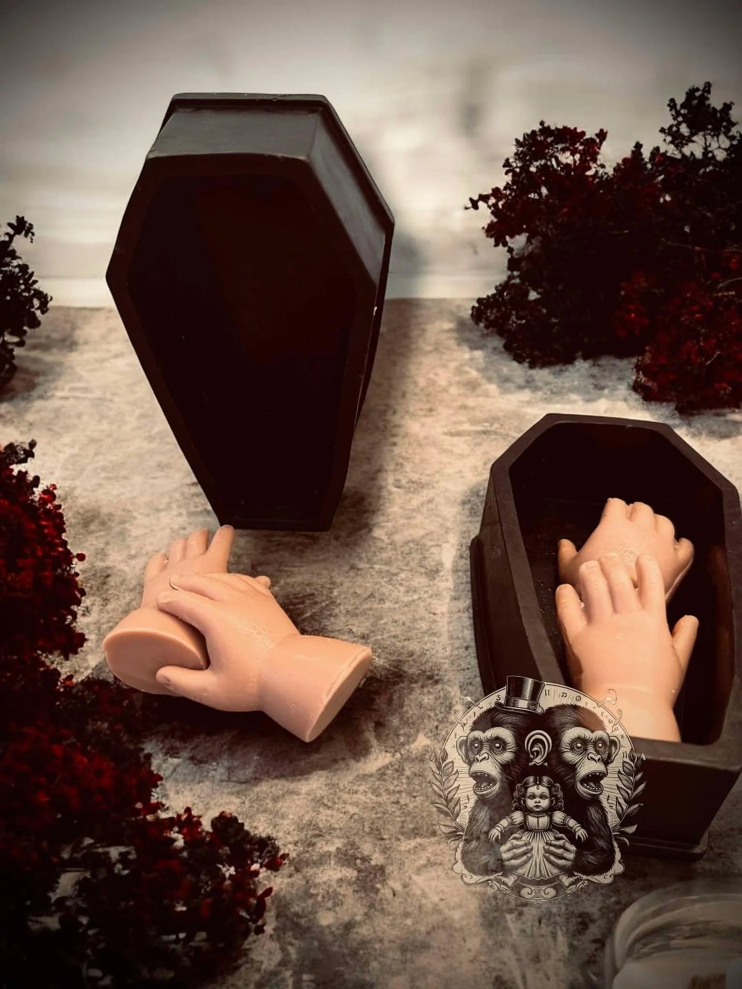 Baby Doll Hands within Coffin Creepy Soap Set Glycerin Soap Oddity Curiosity Unique Gift Idea Unusual Hand Soap Unscented Horror Gothic