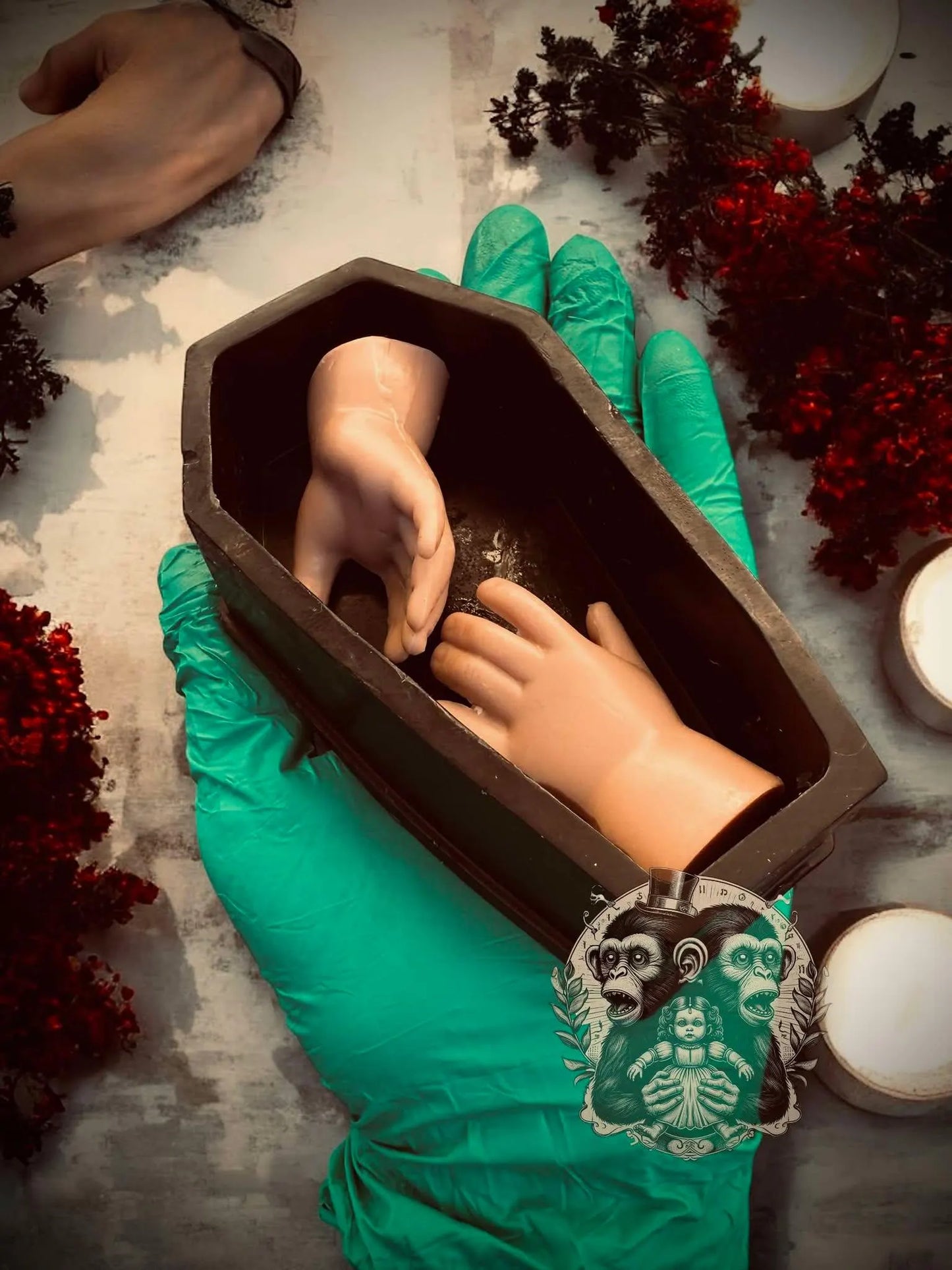 Baby Doll Hands within Coffin Creepy Soap Set Glycerin Soap Oddity Curiosity Unique Gift Idea Unusual Hand Soap Unscented Horror Gothic