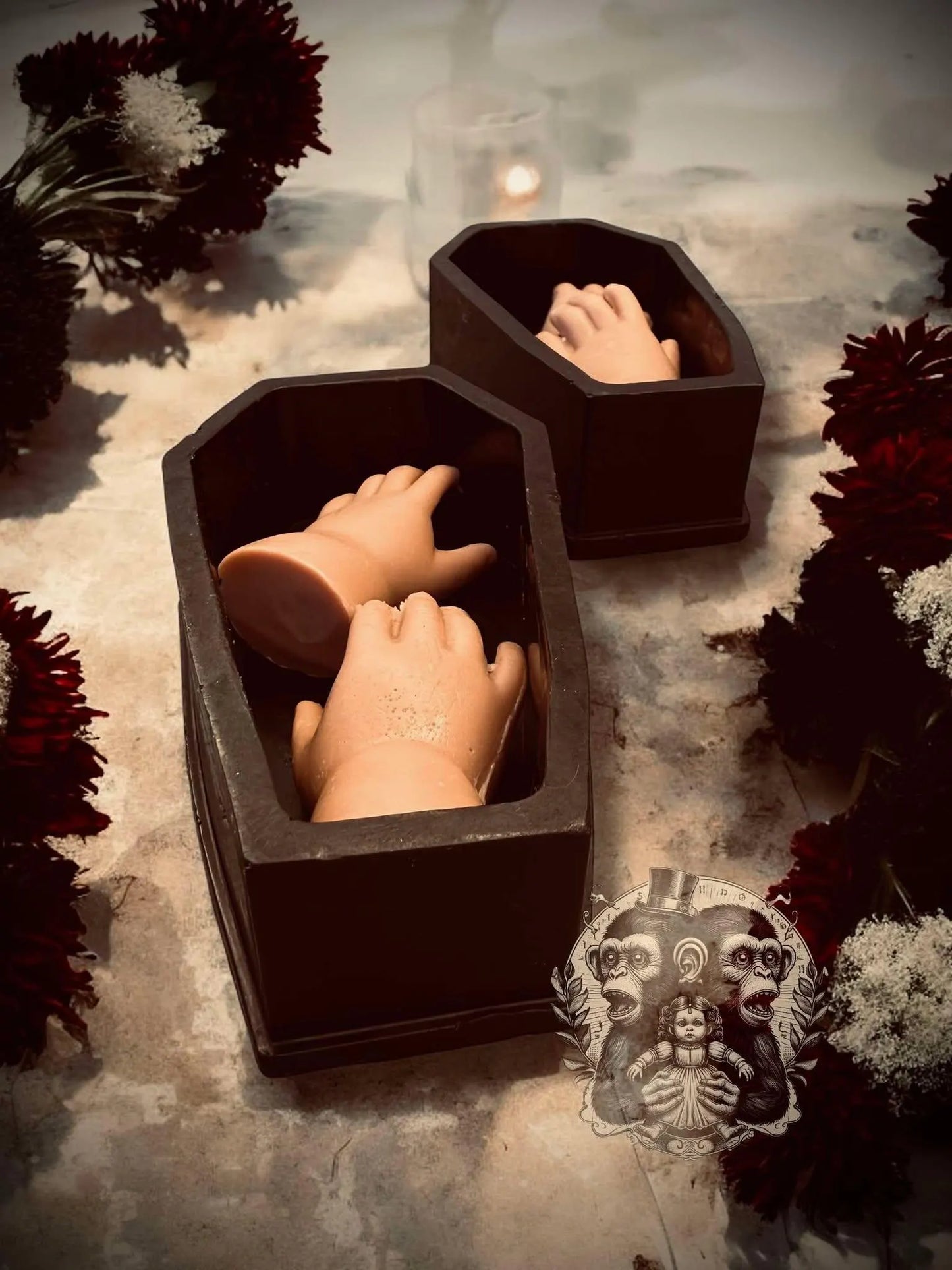Baby Doll Hands within Coffin Creepy Soap Set Glycerin Soap Oddity Curiosity Unique Gift Idea Unusual Hand Soap Unscented Horror Gothic