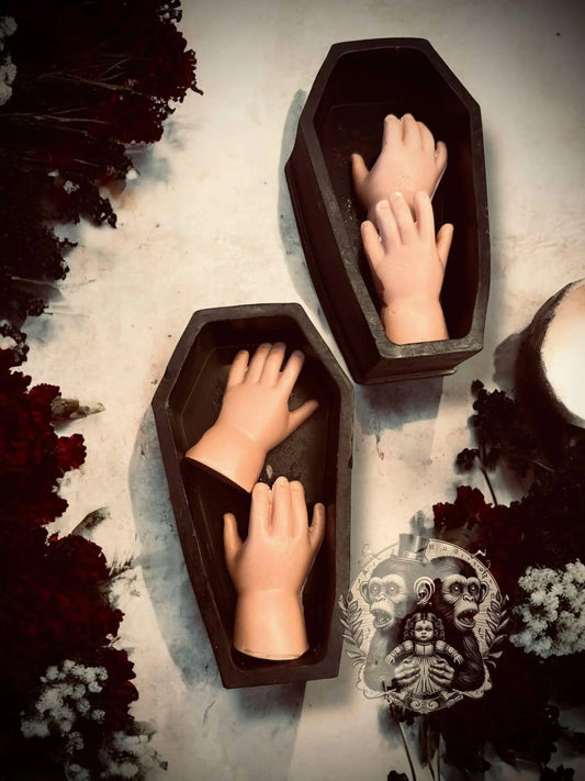 Baby Doll Hands within Coffin Creepy Soap Set Glycerin Soap Oddity Curiosity Unique Gift Idea Unusual Hand Soap Unscented Horror Gothic