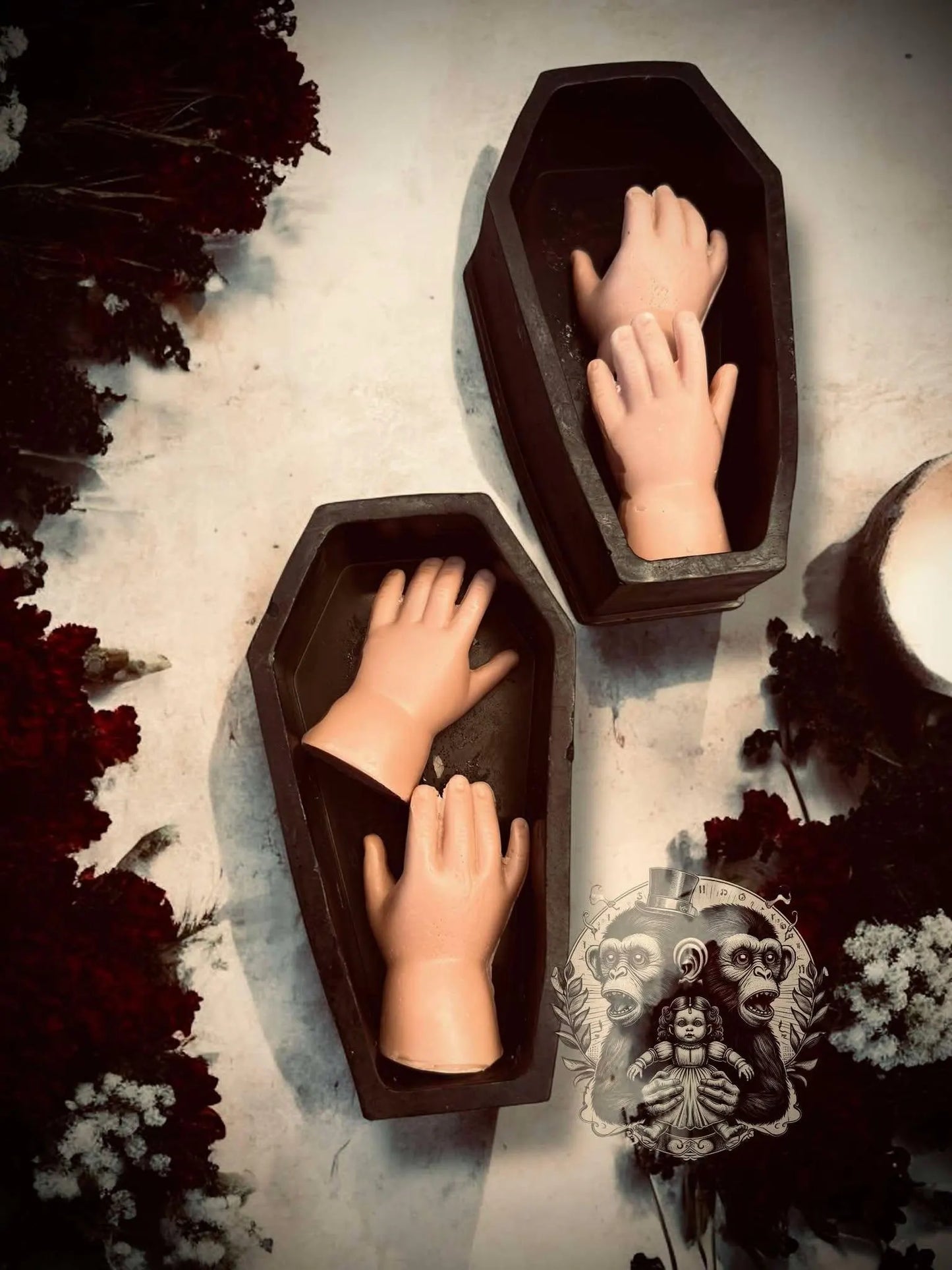 Baby Doll Hands within Coffin Creepy Soap Set Glycerin Soap Oddity Curiosity Unique Gift Idea Unusual Hand Soap Unscented Horror Gothic