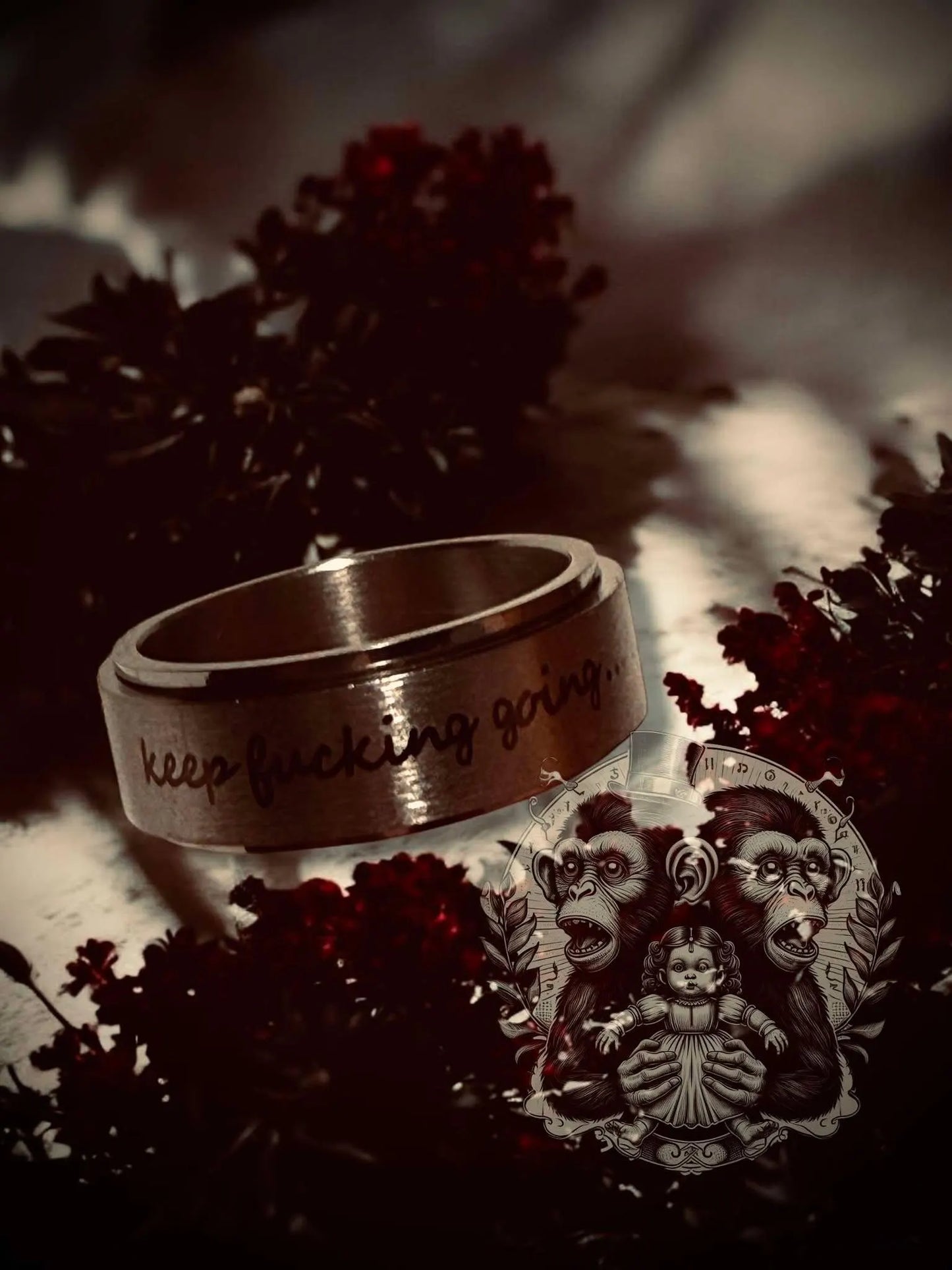 Keep F*cking Going Sliver Inspirational Fidget Band Ring Titanium Steel Stainless Steel Gift Idea Best Friends Motivational Oddity Jewelry