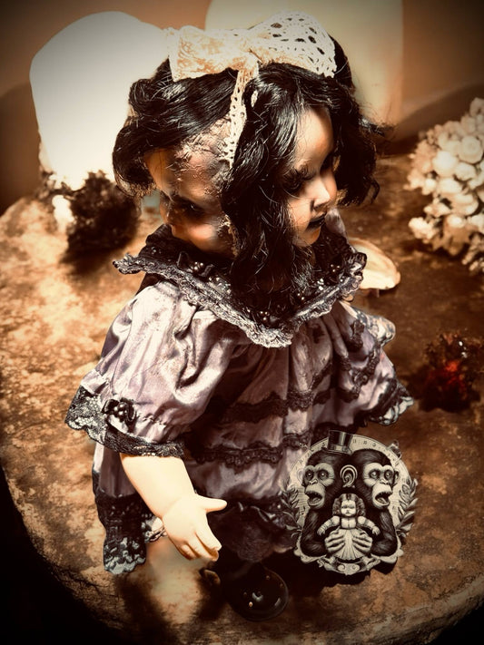 Perseis 19" OOAK 3 Faced Hecate Inspired Goddess Horror Doll Disturbing Clay Oddity Scary Creepy Gift Idea Halloween Wiccan Witch