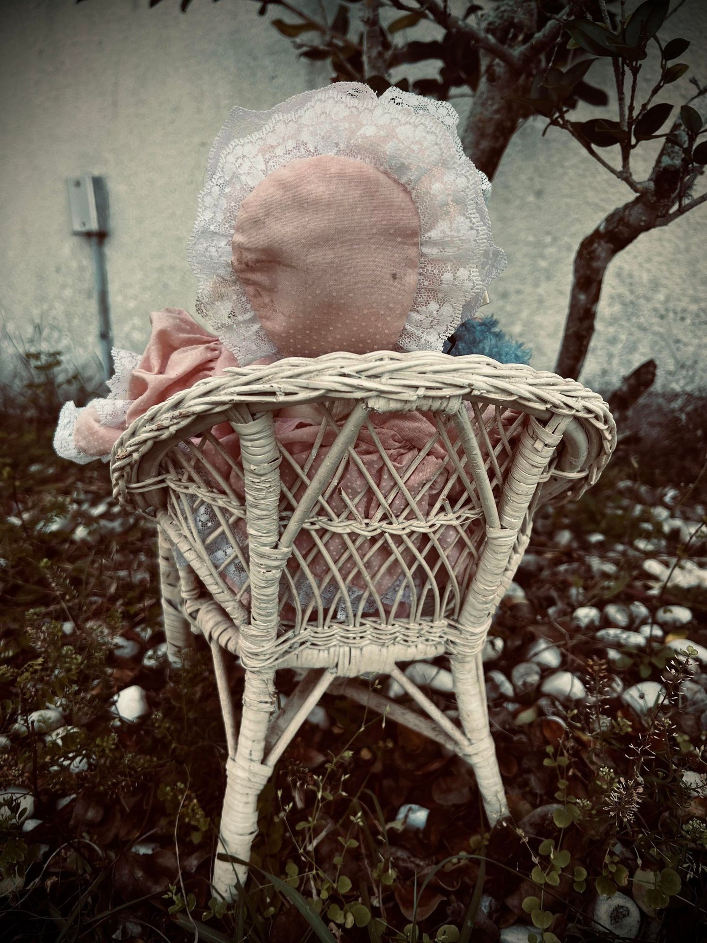 Meet Bonnie 16" Sitting Doll Porcelain Wicker Chair Haunted Spirit Infected Scary Spooky Zombie Possessed Easter Gothic Positive Energy