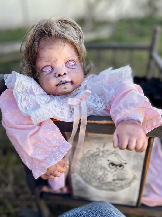 Meet Sweet Jessica May 19" Vtg Zombie Baby Porcelain & Bean Bag Haunted Spirt Doll