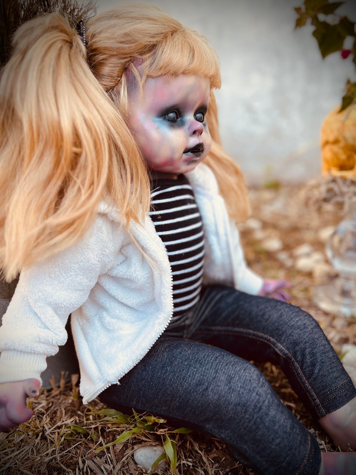 Meet Juilia 26" Vintage Baby Porcelain Haunted Spirt Infected Zombie Doll Scary Blonde Poltergeist Halloween Spooky Hand Painted