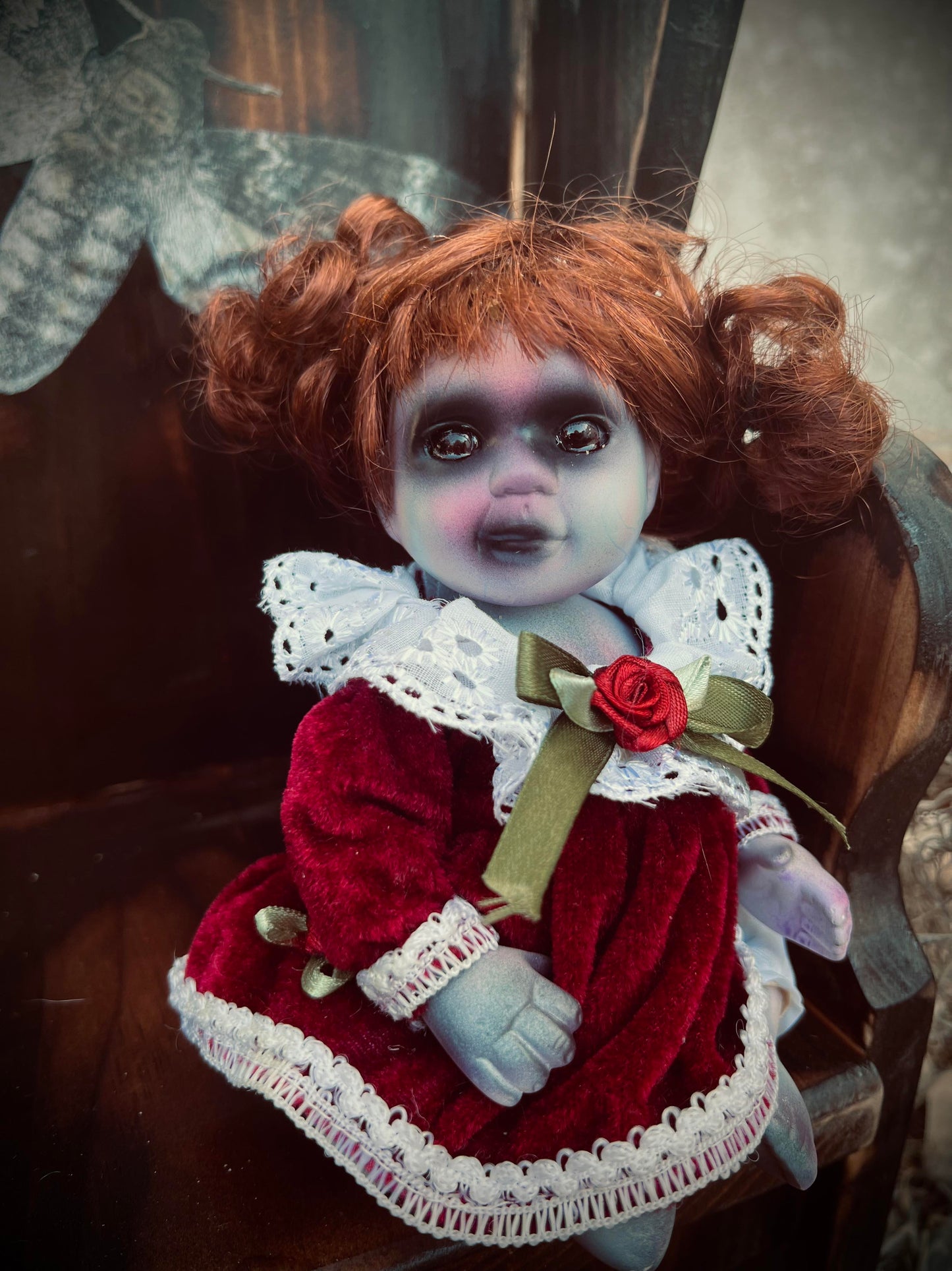 Meet Edith Anna 6" Vintage Baby Porcelain Haunted Spirt Infected Zombie Doll Scary Poltergeist Halloween Spooky Hand Painted Gift Idea