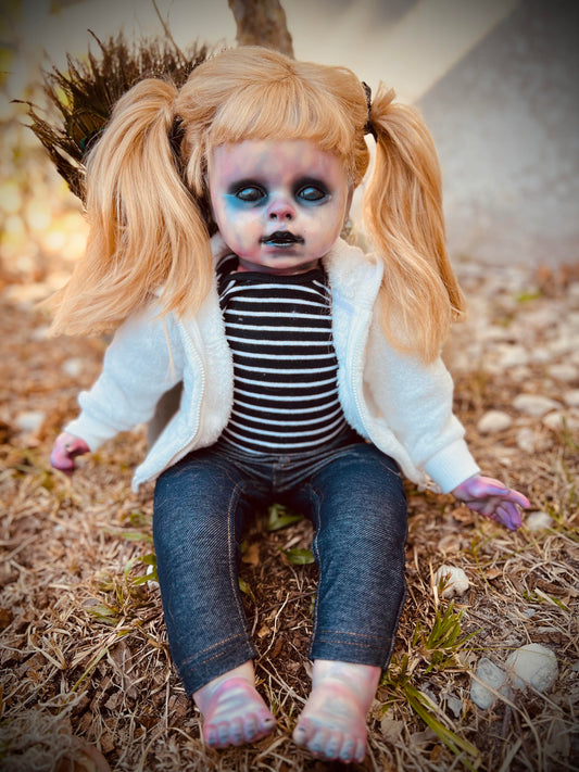 Meet Juilia 26" Vintage Baby Porcelain Haunted Spirt Infected Zombie Doll Scary Blonde Poltergeist Halloween Spooky Hand Painted