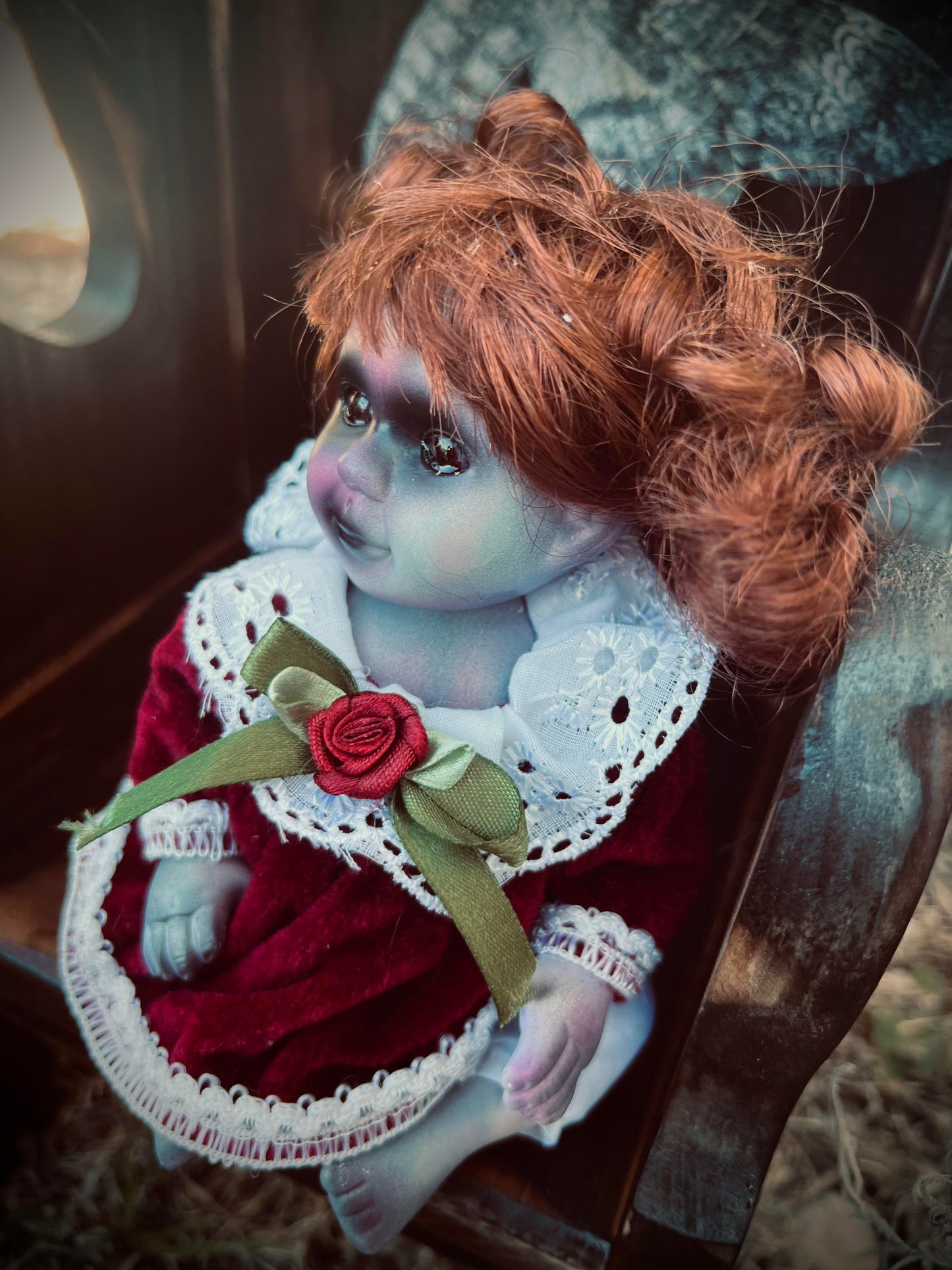 Meet Edith Anna 6" Vintage Baby Porcelain Haunted Spirt Infected Zombie Doll Scary Poltergeist Halloween Spooky Hand Painted Gift Idea