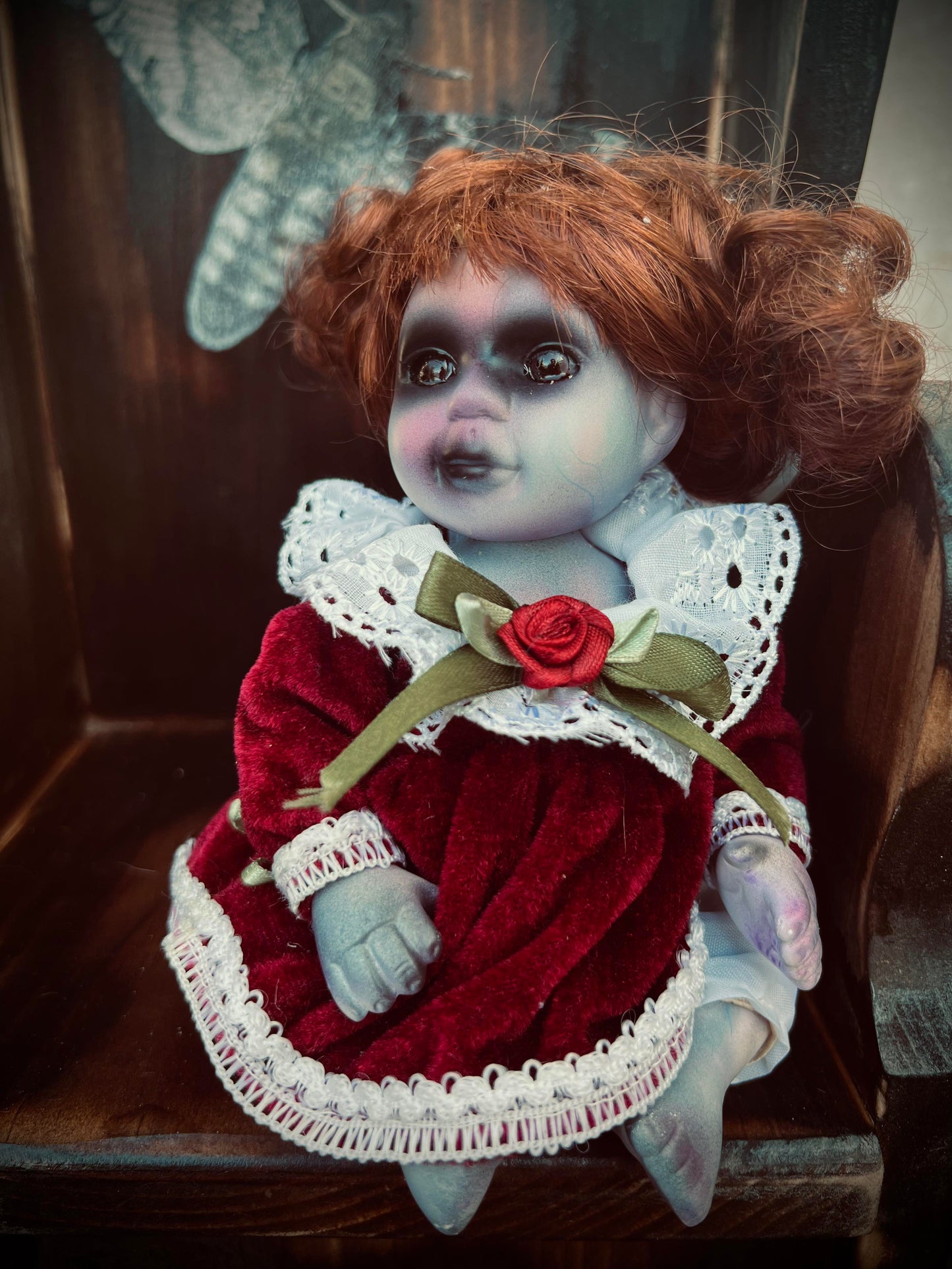 Meet Edith Anna 6" Vintage Baby Porcelain Haunted Spirt Infected Zombie Doll Scary Poltergeist Halloween Spooky Hand Painted Gift Idea