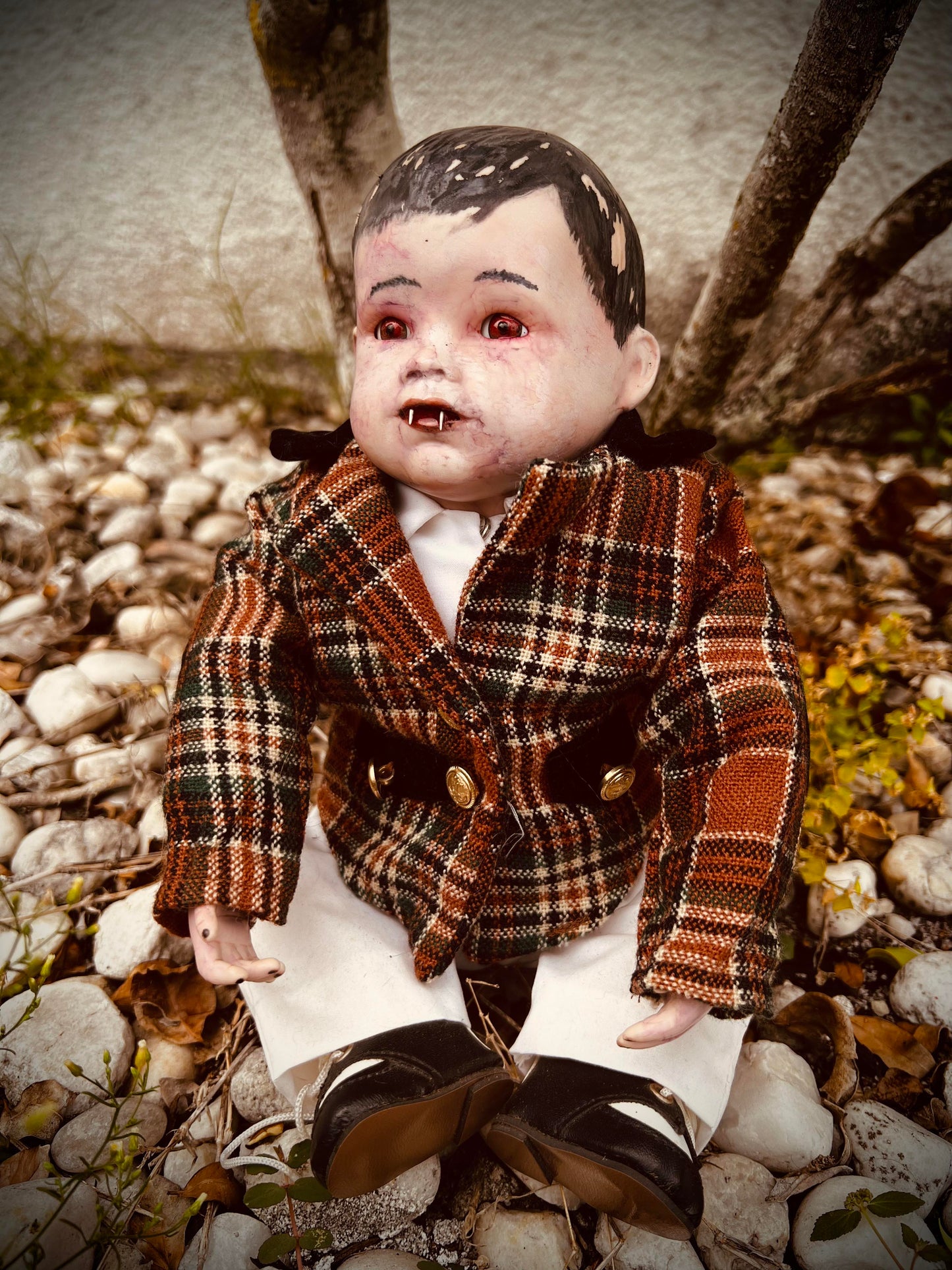 Meet Boris 10" Vintage Porcelain Haunted Spirt Infected Vampire Undead Infant Dracula Doll Scary Halloween Spooky Hand Painted Poltergeist