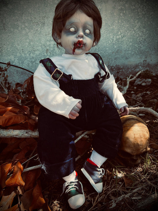 Meet Evan 23" Vintage Baby Porcelain Haunted Spirt Infected Zombie Doll Scary Poltergeist Halloween Spooky Hand Painted Gift Idea's