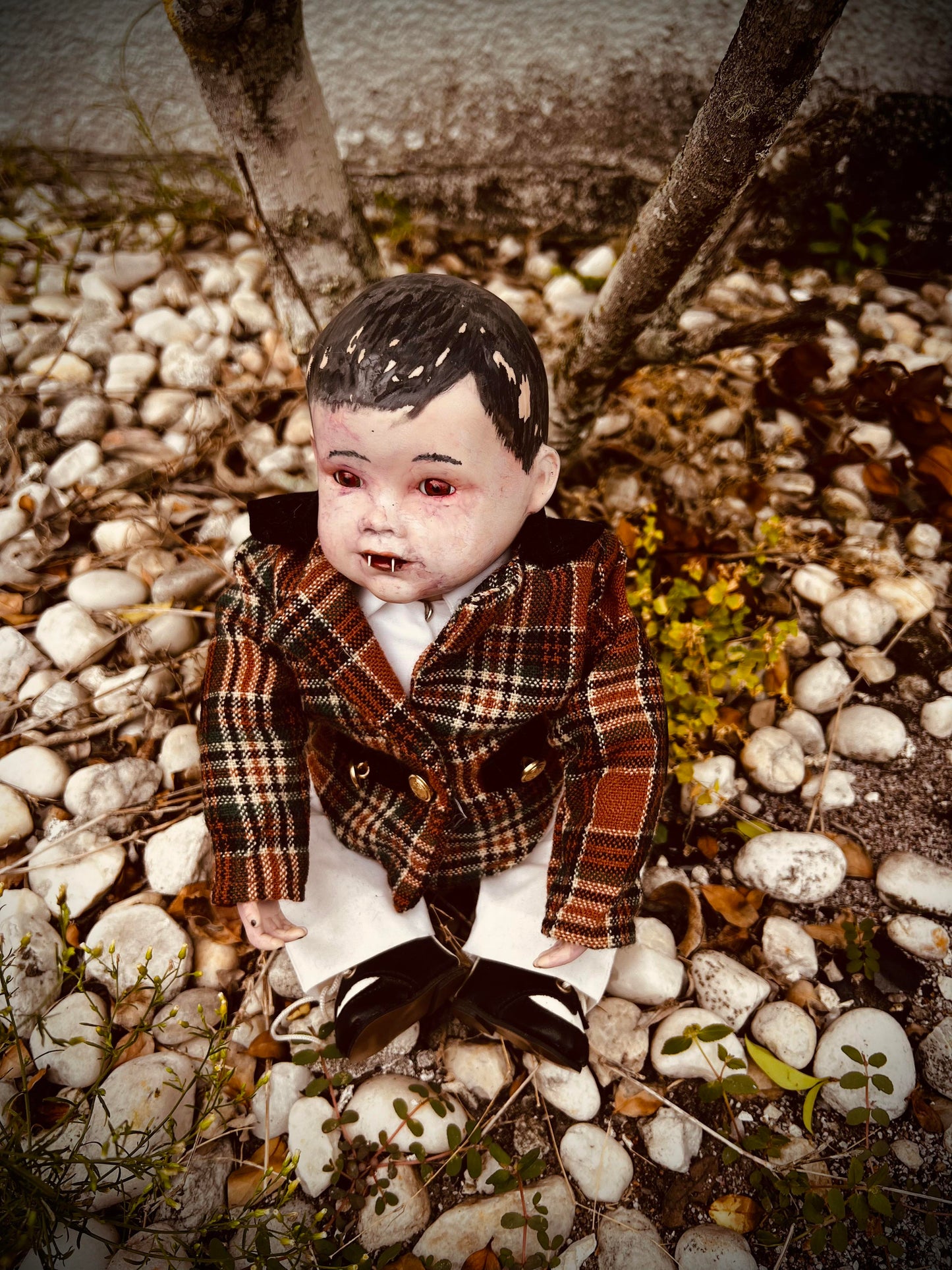 Meet Boris 10" Vintage Porcelain Haunted Spirt Infected Vampire Undead Infant Dracula Doll Scary Halloween Spooky Hand Painted Poltergeist