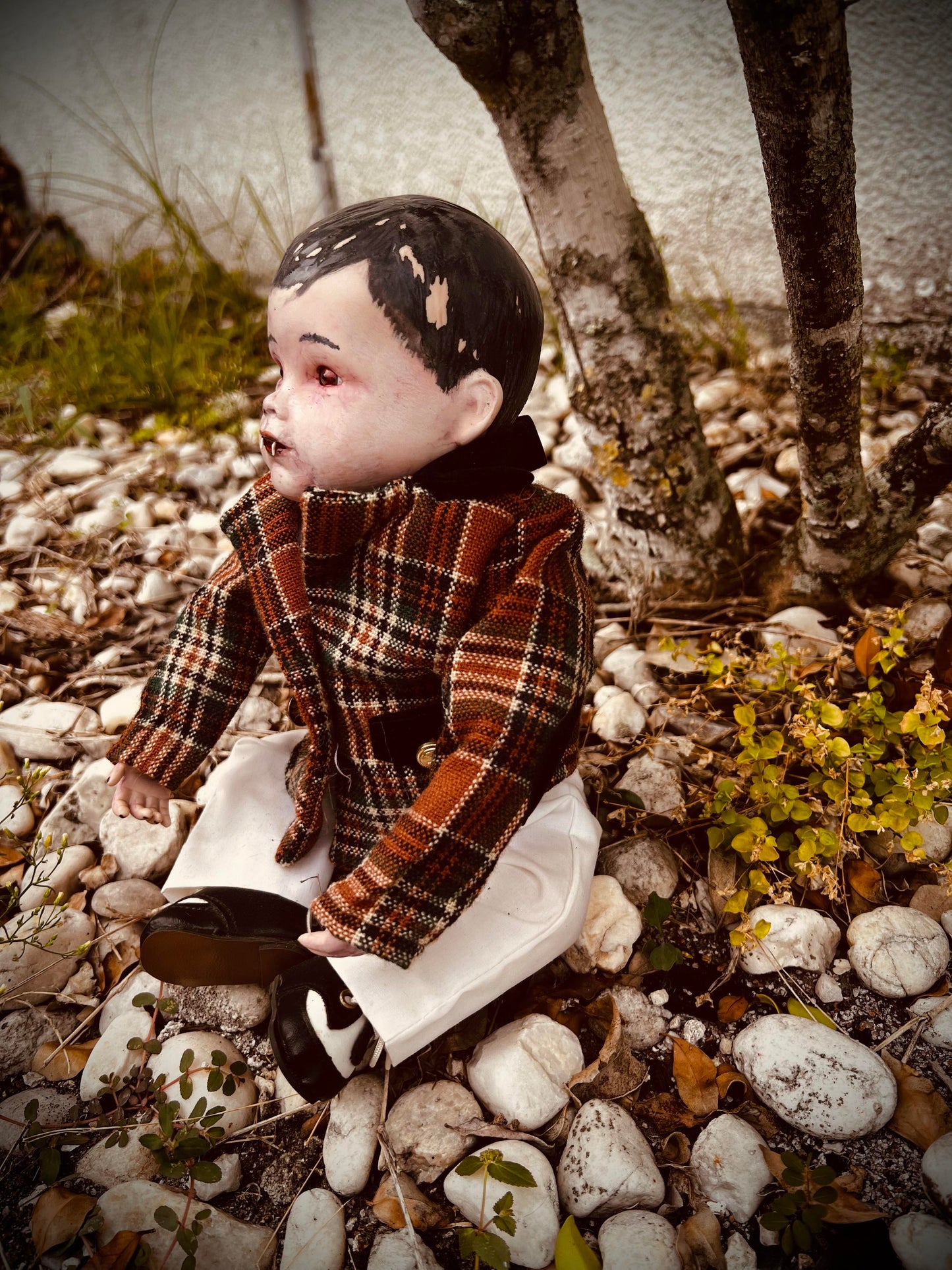 Meet Boris 10" Vintage Porcelain Haunted Spirt Infected Vampire Undead Infant Dracula Doll Scary Halloween Spooky Hand Painted Poltergeist