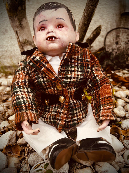 Meet Boris 10" Vintage Porcelain Haunted Spirt Infected Vampire Undead Infant Dracula Doll Scary Halloween Spooky Hand Painted Poltergeist