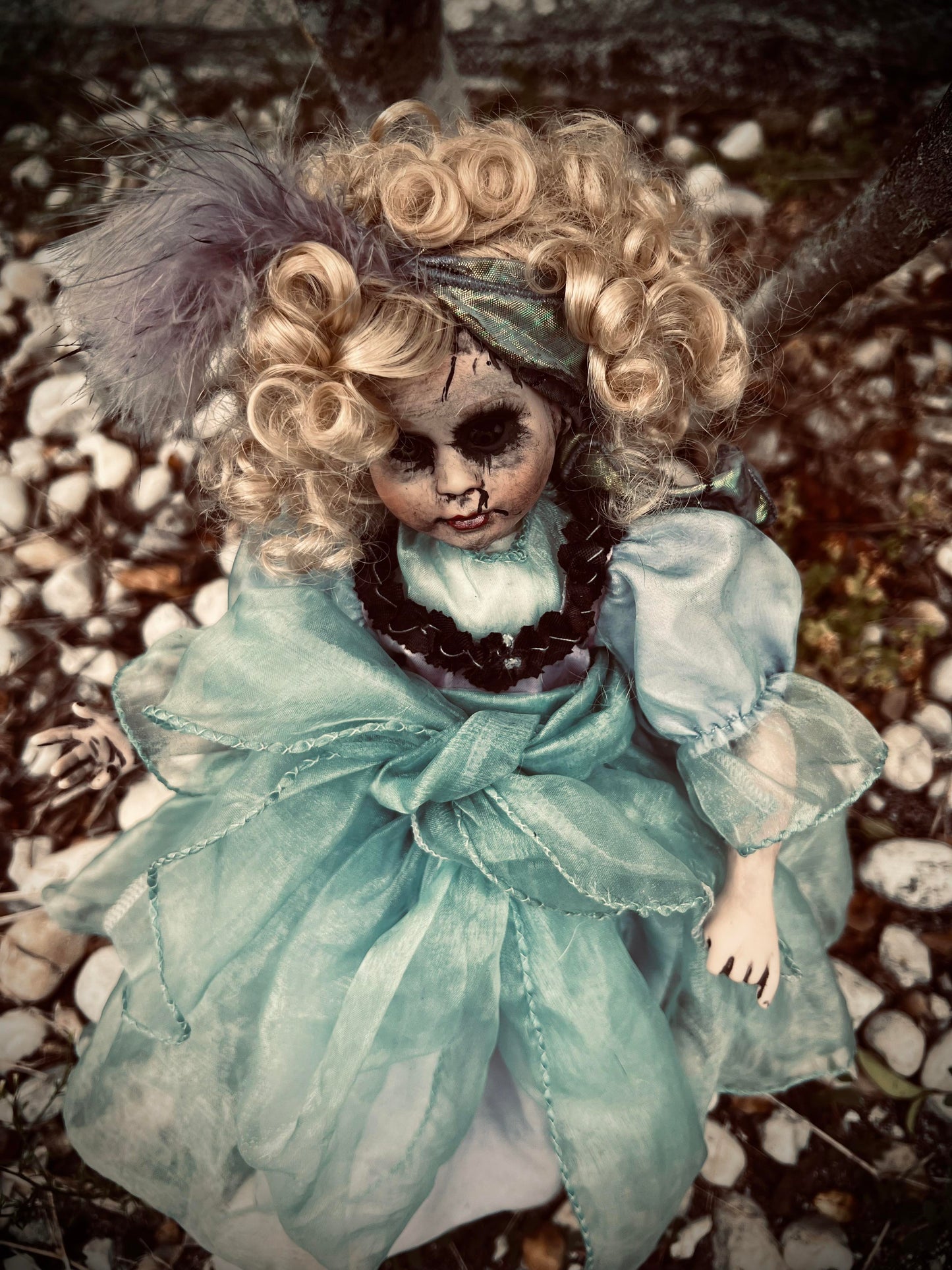 Meet Jenna 12" VTG Porcelain Blonde Voodoo Inspired Haunted Ghostly Spirit Infected Doll Scary Poltergeist Halloween Spooky Hand Painted