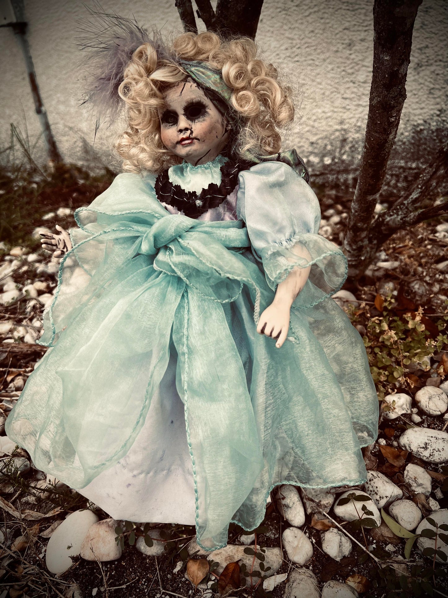 Meet Jenna 12" VTG Porcelain Blonde Voodoo Inspired Haunted Ghostly Spirit Infected Doll Scary Poltergeist Halloween Spooky Hand Painted