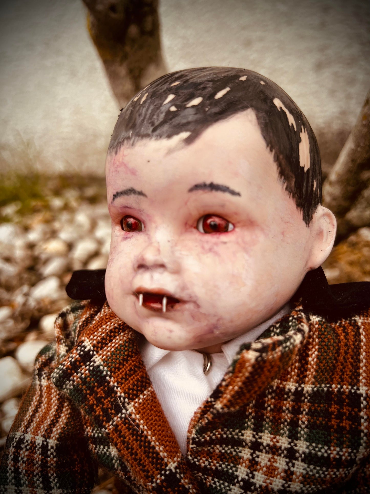 Meet Boris 10" Vintage Porcelain Haunted Spirt Infected Vampire Undead Infant Dracula Doll Scary Halloween Spooky Hand Painted Poltergeist