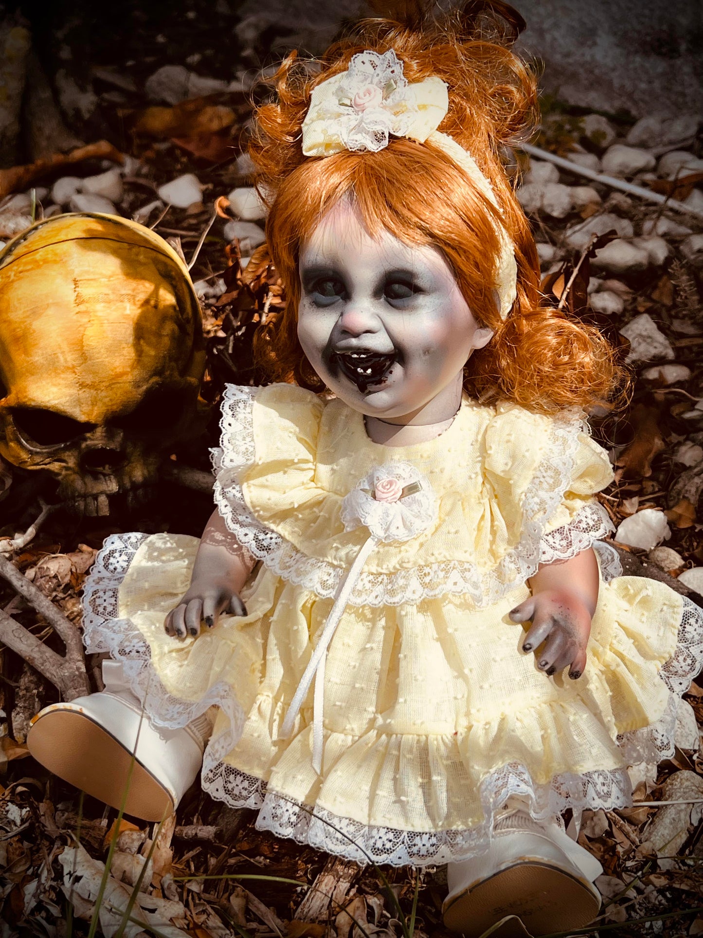 Meet Madeline 14" Baby Redheaded Ginger Full Body Vinyl Haunted Spirt Infected Zombie Doll Scary Poltergeist Halloween Spooky Hand Painted