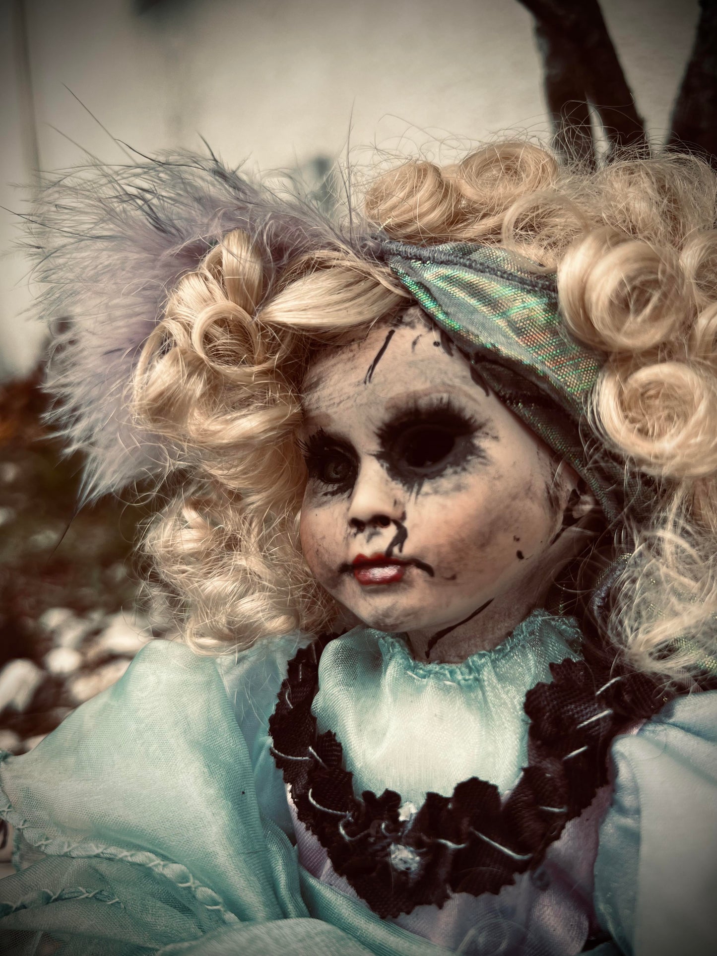 Meet Jenna 12" VTG Porcelain Blonde Voodoo Inspired Haunted Ghostly Spirit Infected Doll Scary Poltergeist Halloween Spooky Hand Painted