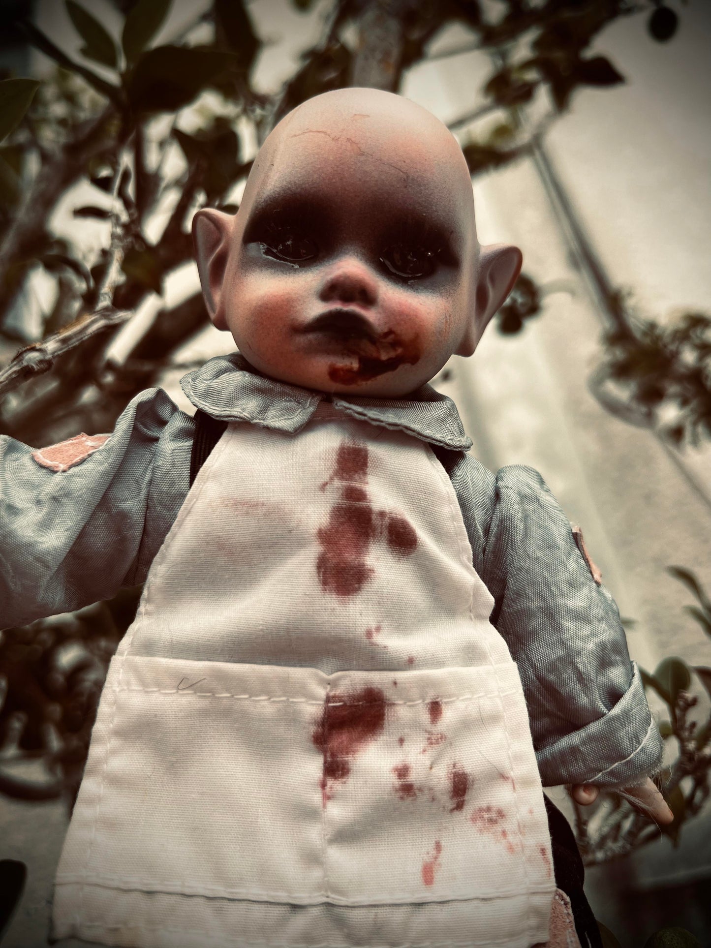 Meet Hector 8" Vintage Baby Porcelain Elf Haunted Spirt Infected Zombie Doll Scary Poltergeist Halloween Spooky Hand Painted Gift Idea