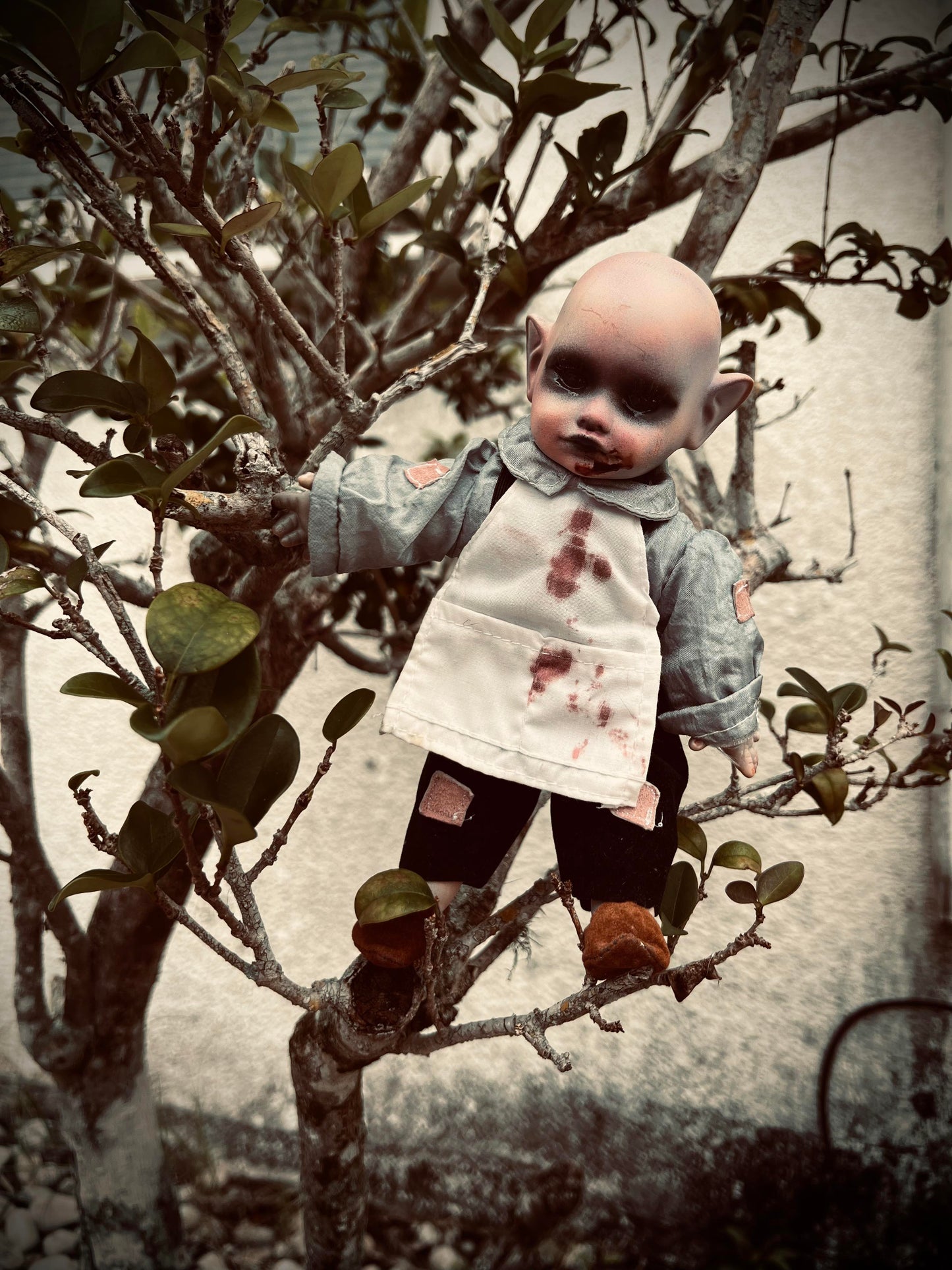 Meet Hector 8" Vintage Baby Porcelain Elf Haunted Spirt Infected Zombie Doll Scary Poltergeist Halloween Spooky Hand Painted Gift Idea