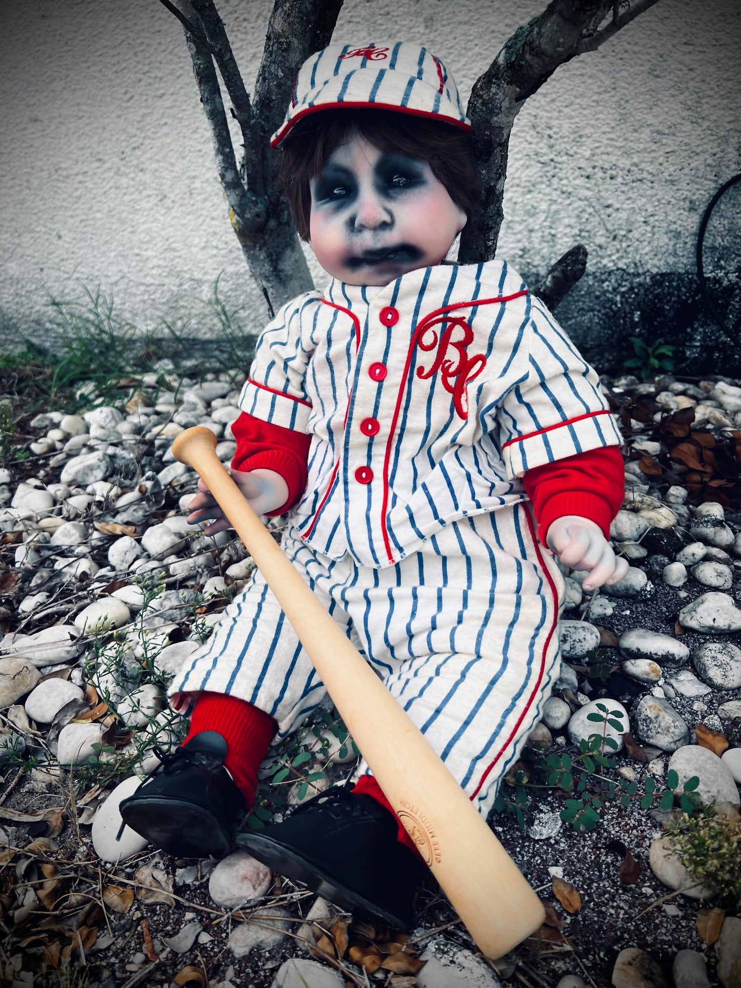 Meet Bubba "Home Run" Chubbs 24" Baby Baseball Haunted Spirt Infected Zombie Doll Scary Poltergeist Halloween Spooky Hand Painted Gift Idea