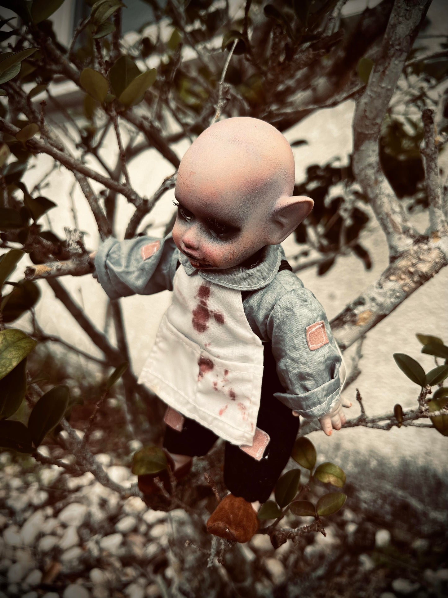 Meet Hector 8" Vintage Baby Porcelain Elf Haunted Spirt Infected Zombie Doll Scary Poltergeist Halloween Spooky Hand Painted Gift Idea