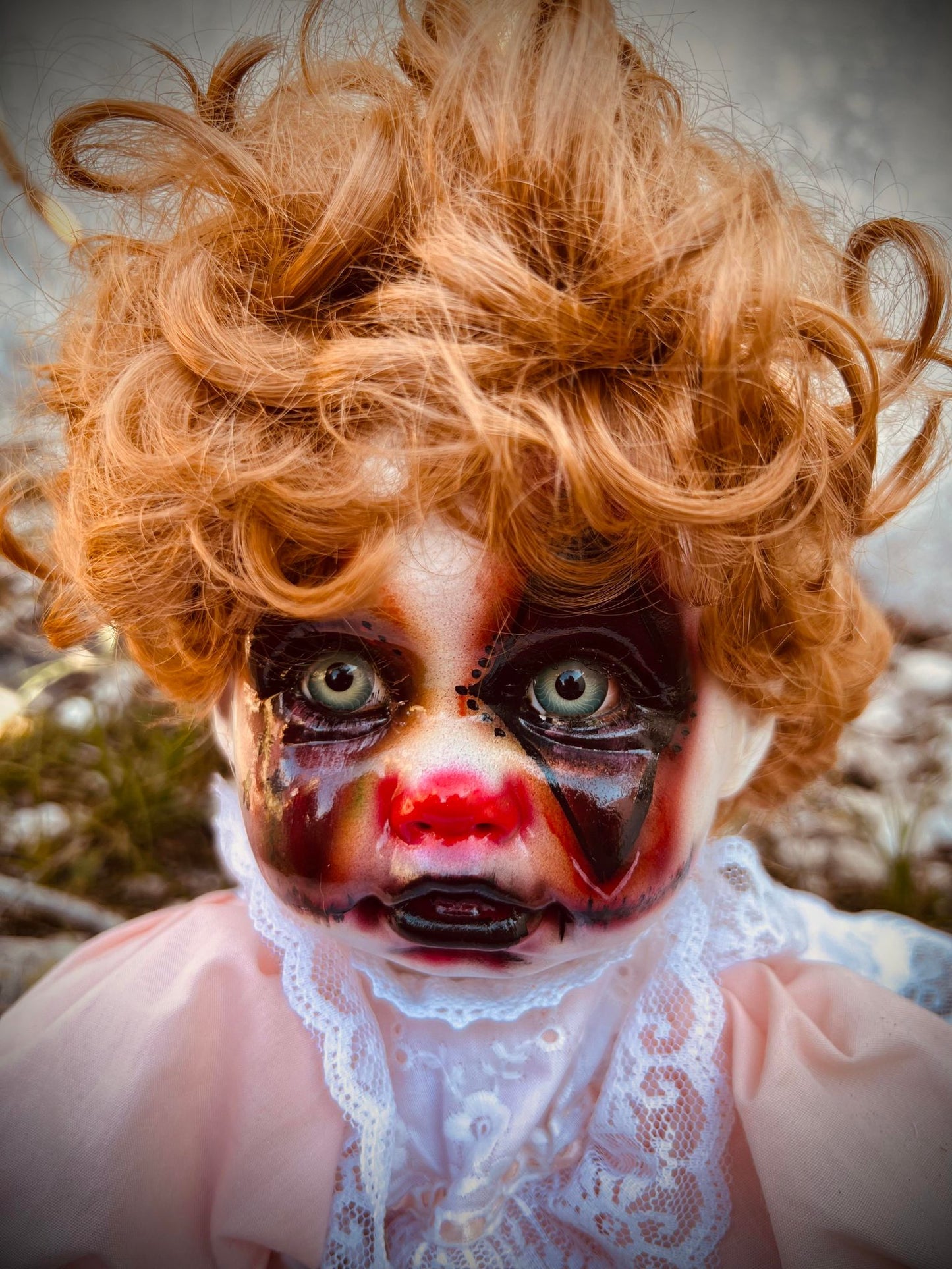 Meet Mitzy 16" Porcelain Baby Ginger Clown Possessed Haunted Spirt Infected Doll Scary Poltergeist Halloween Spooky Hand Painted Gift Idea