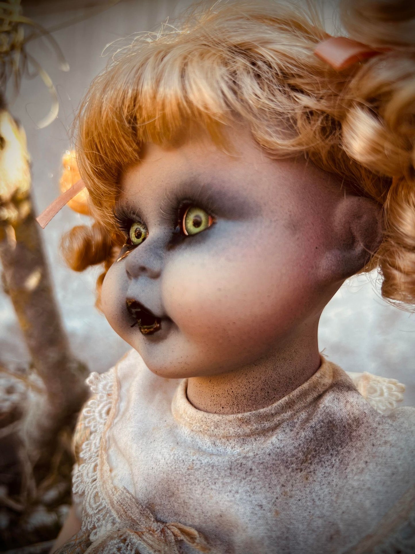 Meet Cindy 16" Baby Blonde Porcelain Haunted Spirt Infected Zombie Doll Scary Poltergeist Halloween Spooky Hand Painted Possessed Creepy