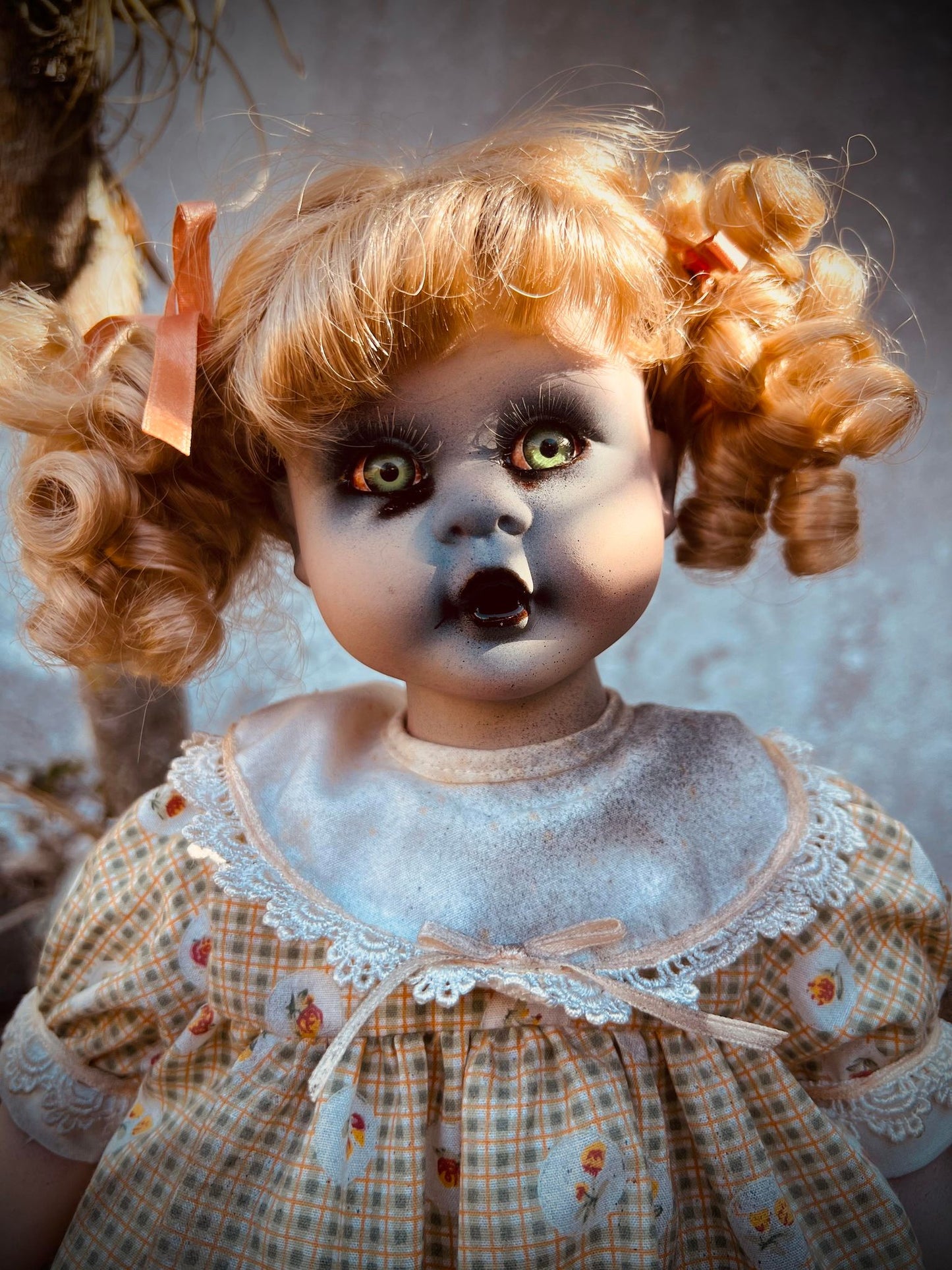 Meet Cindy 16" Baby Blonde Porcelain Haunted Spirt Infected Zombie Doll Scary Poltergeist Halloween Spooky Hand Painted Possessed Creepy