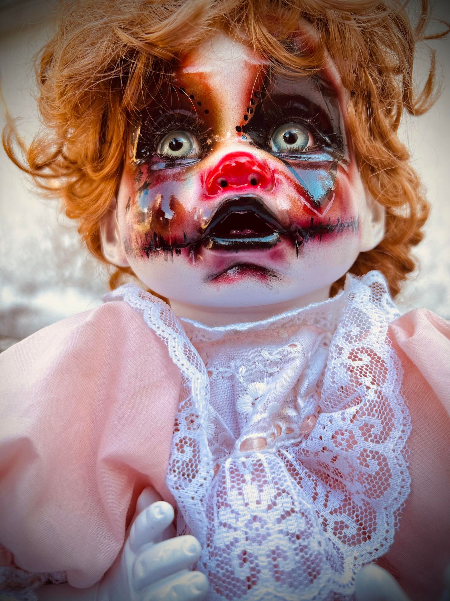 Meet Mitzy 16" Porcelain Baby Ginger Clown Possessed Haunted Spirt Infected Doll Scary Poltergeist Halloween Spooky Hand Painted Gift Idea