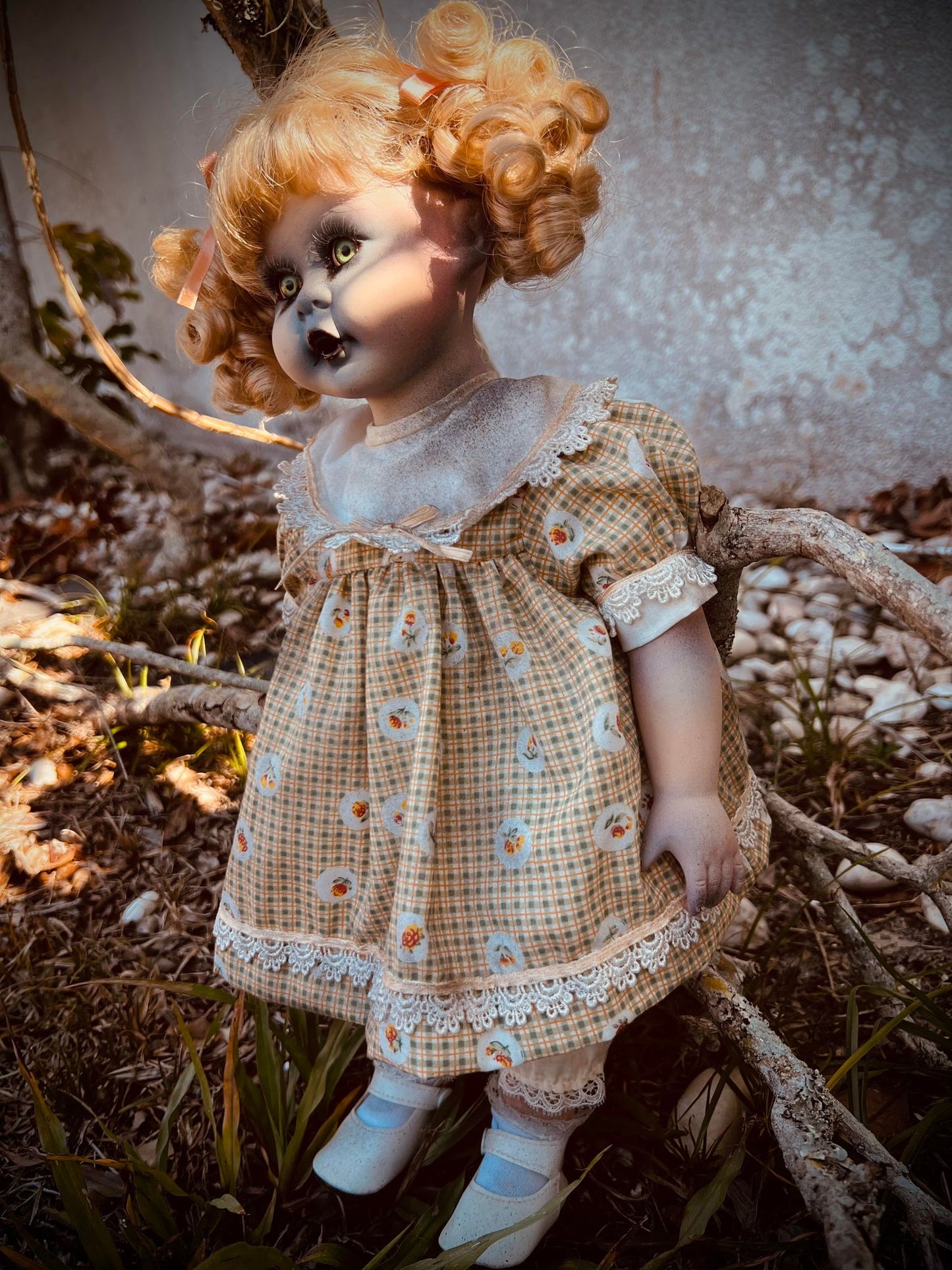 Meet Cindy 16" Baby Blonde Porcelain Haunted Spirt Infected Zombie Doll Scary Poltergeist Halloween Spooky Hand Painted Possessed Creepy