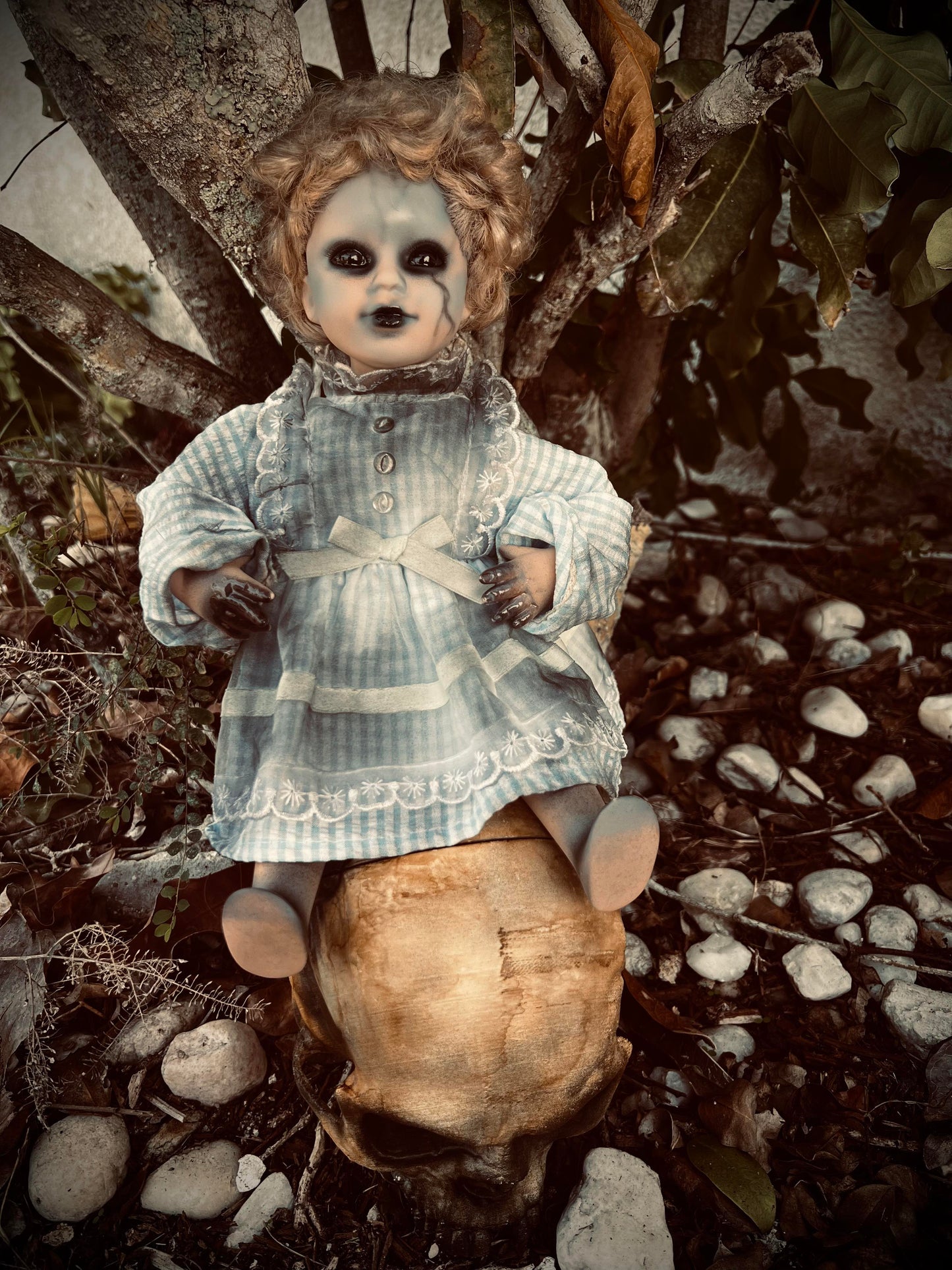 Meet Faye 12" Vintage Baby Porcelain witchy Creepy Haunted Spirit Infected Zombie Doll Scary Poltergeist Halloween Spooky Hand Painted