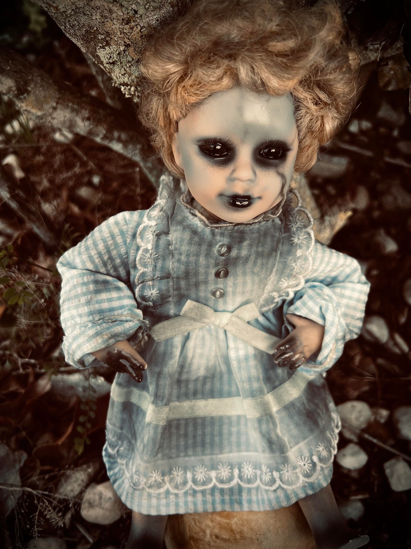 Meet Faye 12" Vintage Baby Porcelain witchy Creepy Haunted Spirit Infected Zombie Doll Scary Poltergeist Halloween Spooky Hand Painted