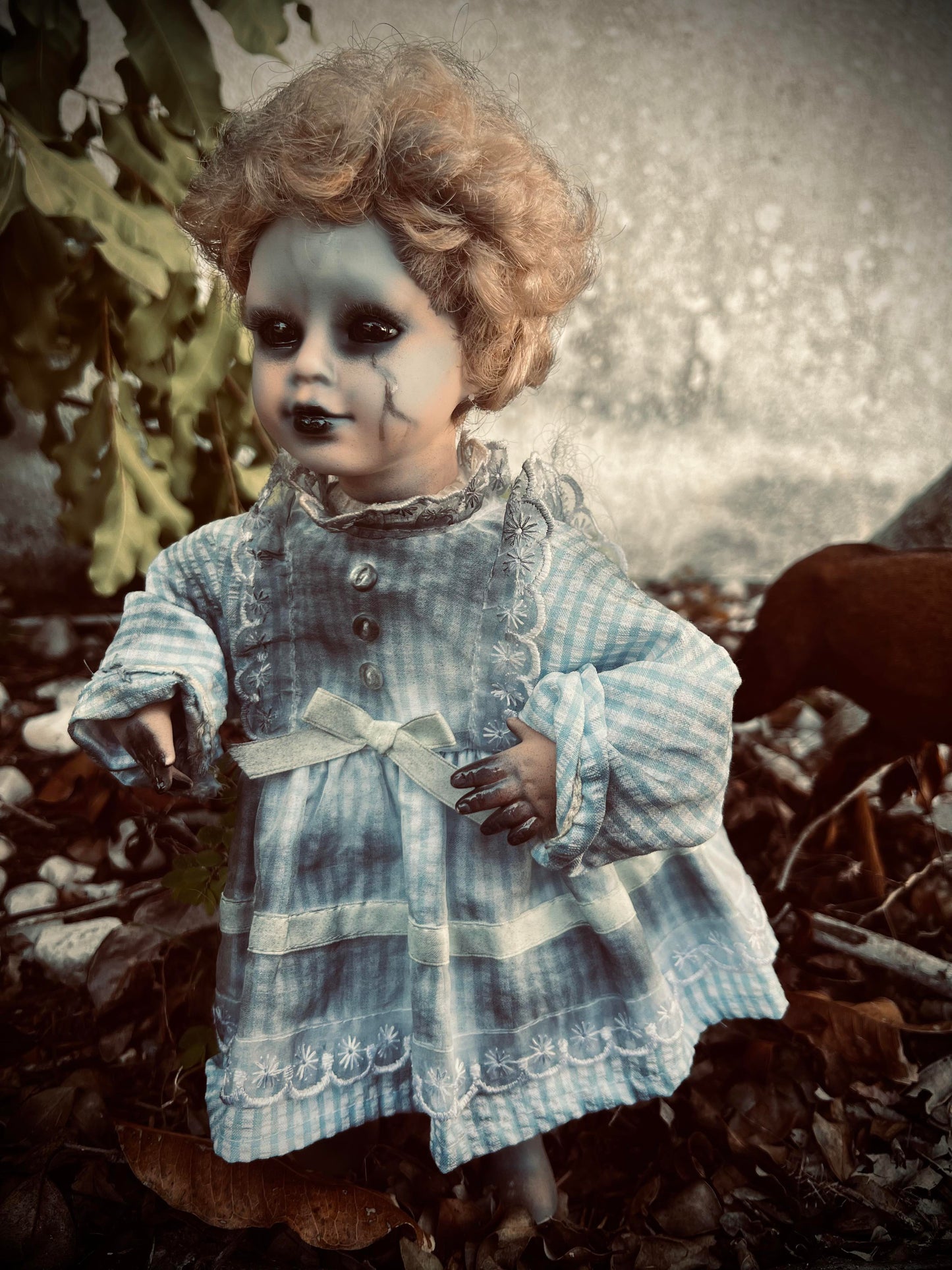 Meet Faye 12" Vintage Baby Porcelain witchy Creepy Haunted Spirit Infected Zombie Doll Scary Poltergeist Halloween Spooky Hand Painted