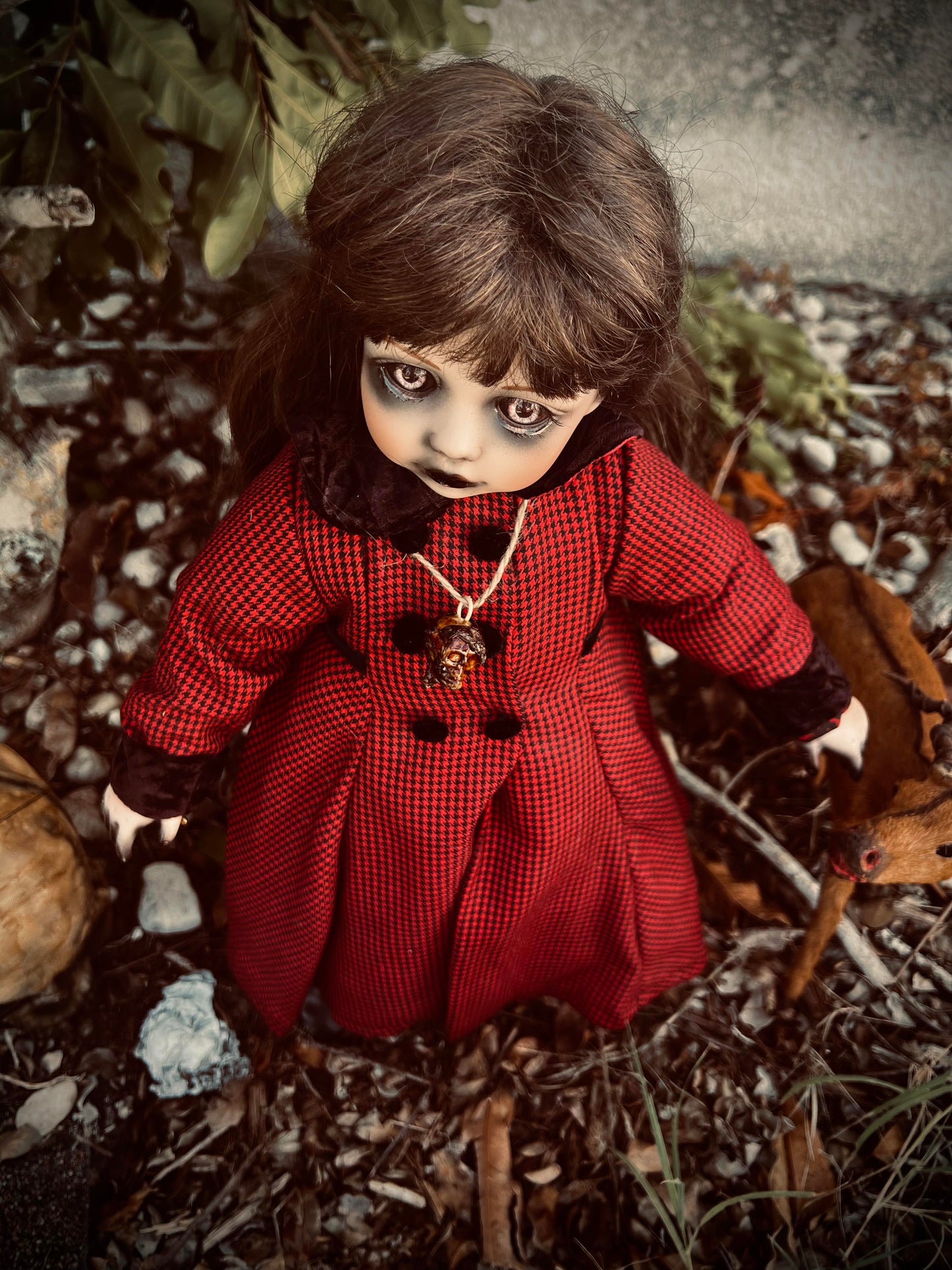 Meet Jade 19" Vintage Baby Porcelain witchy Creepy Haunted Spirit Infected Zombie Doll Scary Poltergeist Halloween Spooky Hand Painted