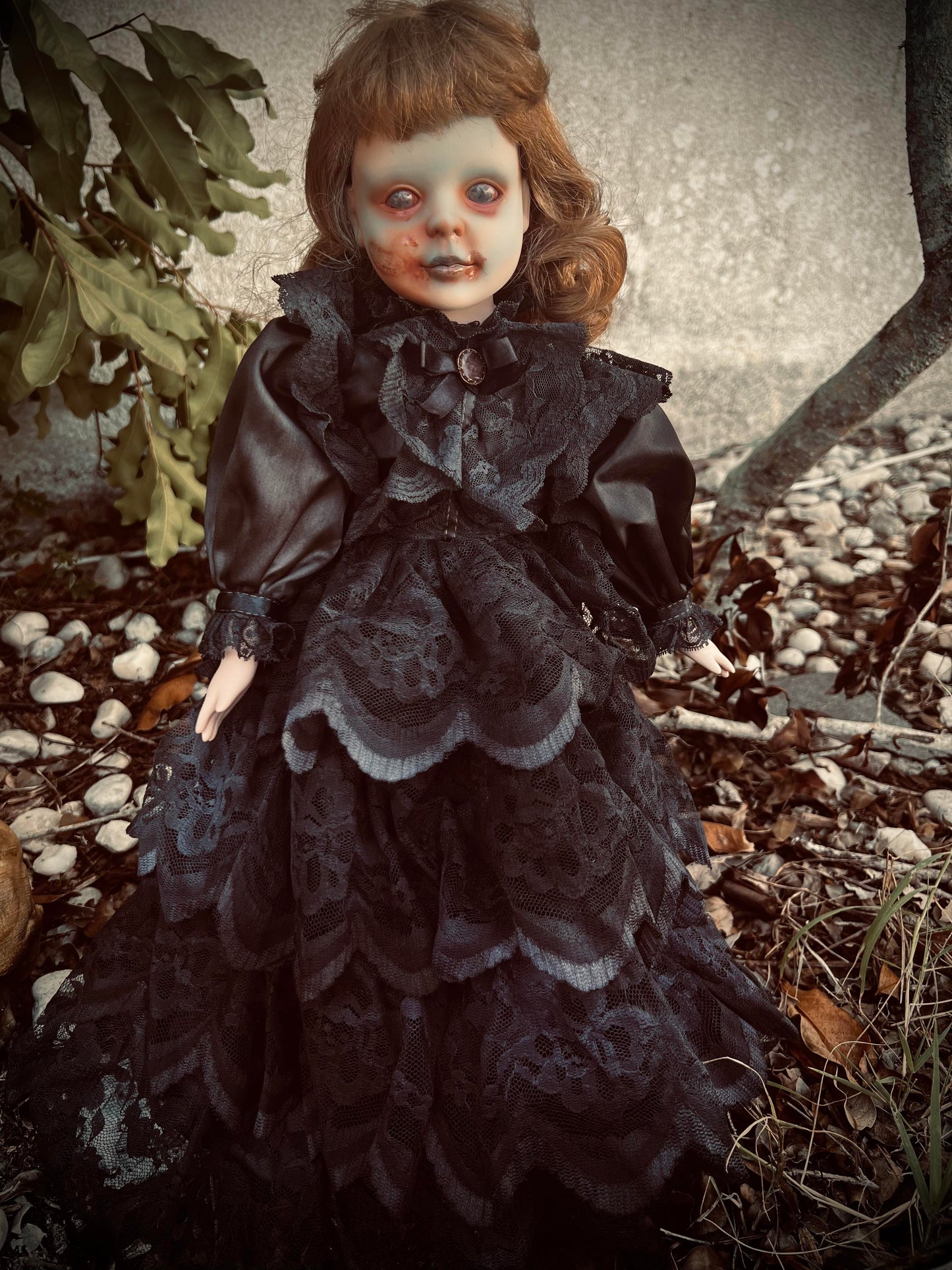 Meet Nora 19" Vintage Baby Porcelain witchy Creepy Haunted Spirit Infected Zombie Doll Scary Poltergeist Halloween Spooky Hand Painted