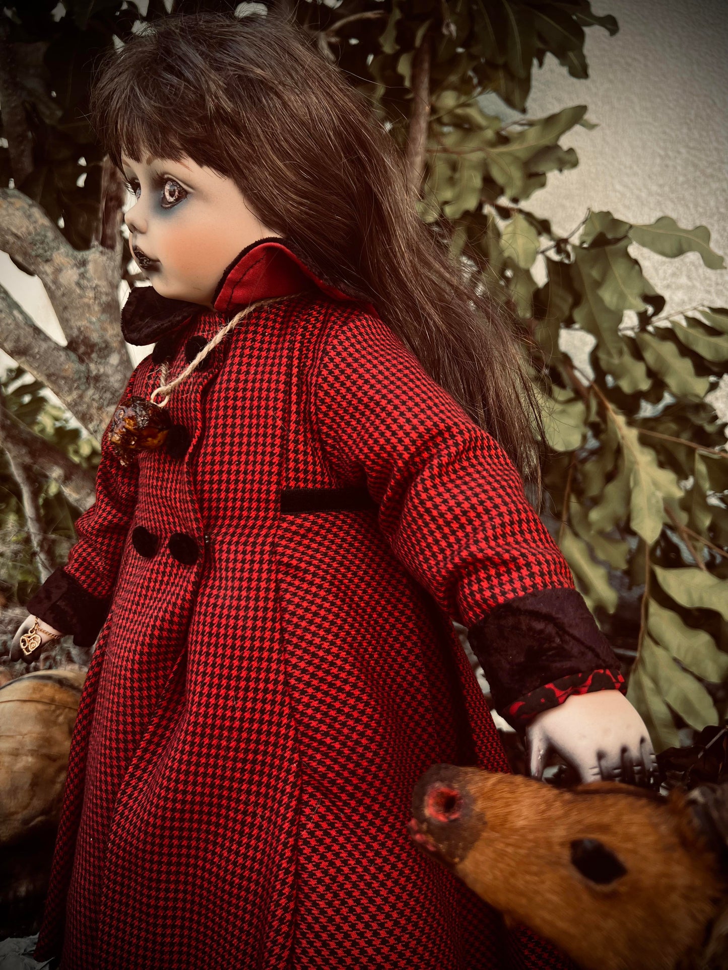 Meet Jade 19" Vintage Baby Porcelain witchy Creepy Haunted Spirit Infected Zombie Doll Scary Poltergeist Halloween Spooky Hand Painted