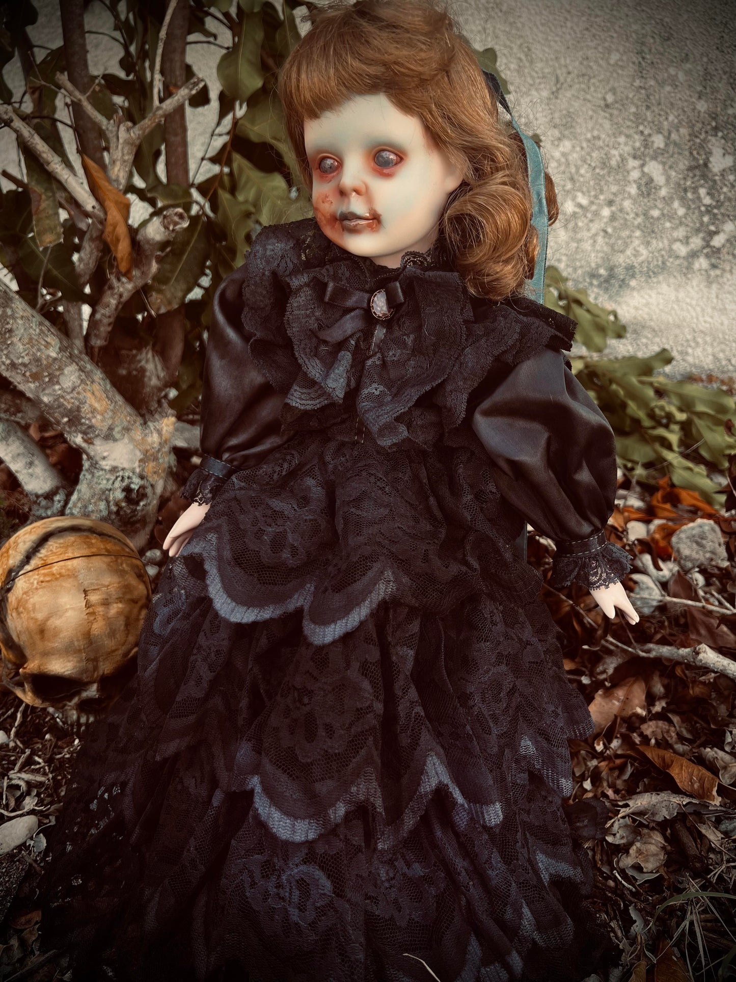 Meet Nora 19" Vintage Baby Porcelain witchy Creepy Haunted Spirit Infected Zombie Doll Scary Poltergeist Halloween Spooky Hand Painted